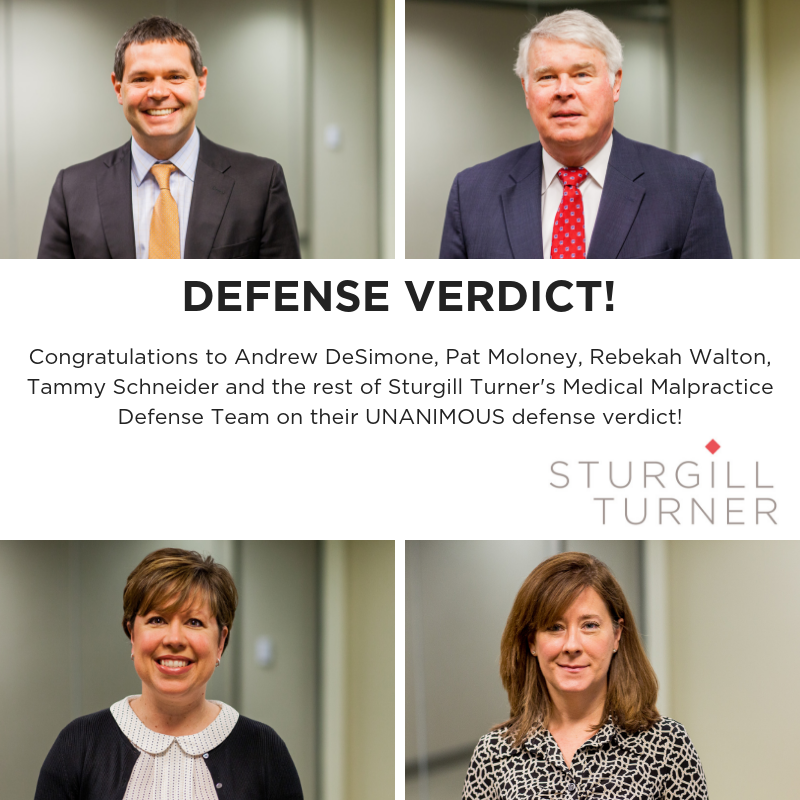 Defense Verdict for Sturgill Turner Medical Malpractice Team