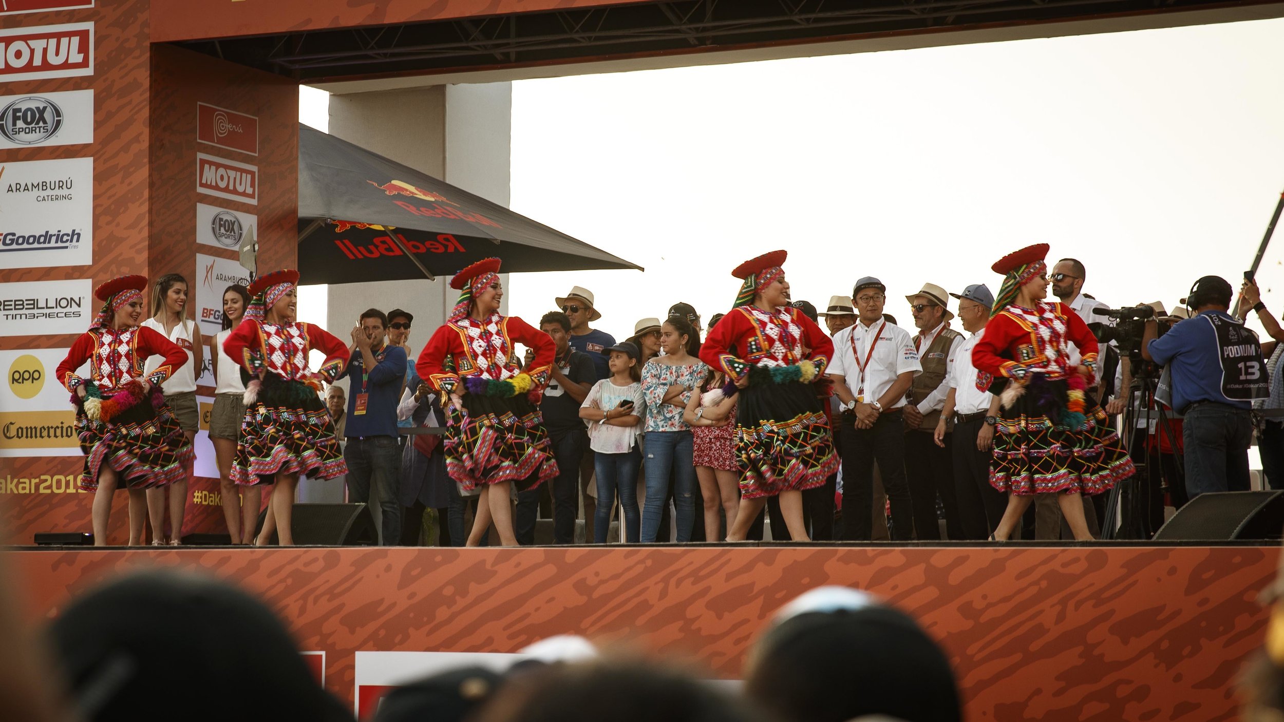 Local Peruvian Dancers perform in front of the crowd.