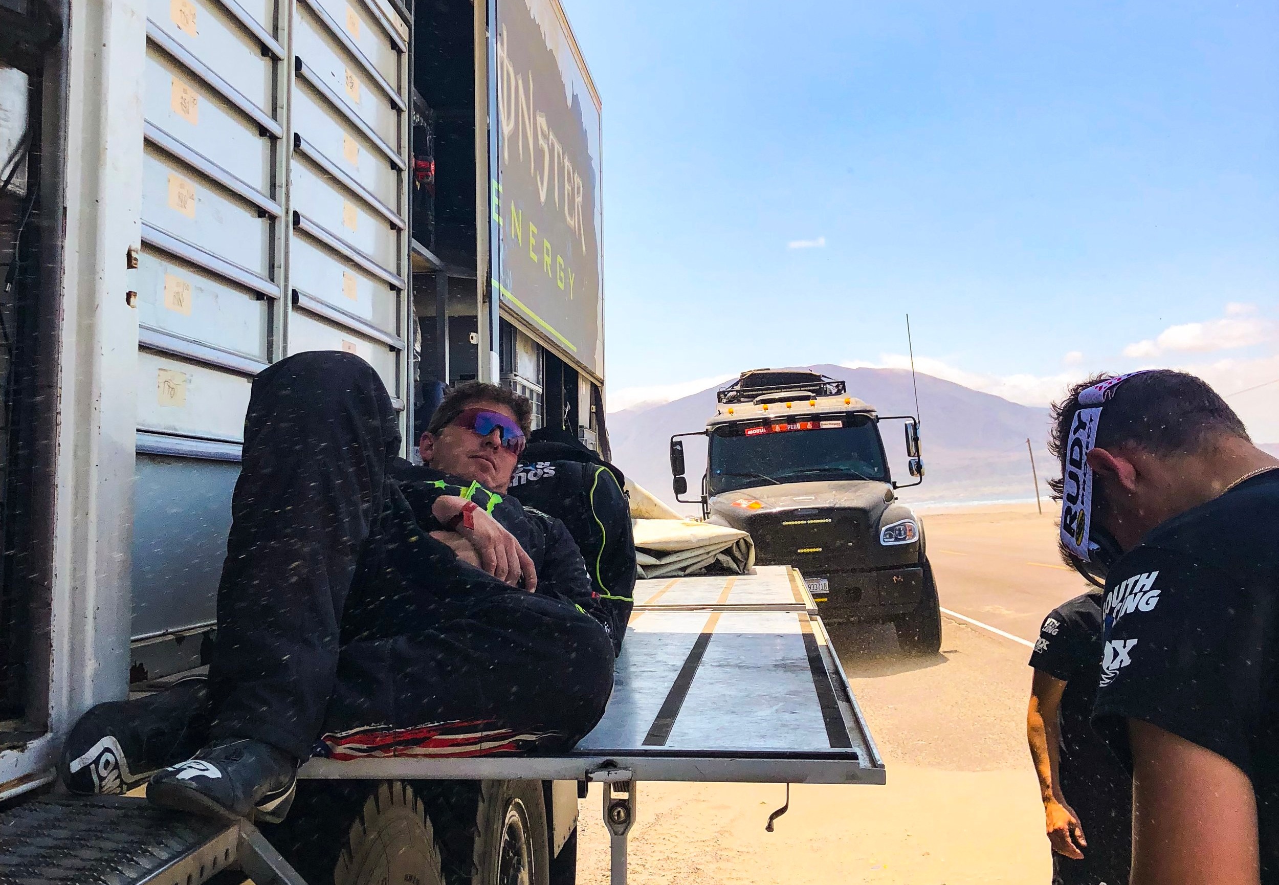 Resting up for the special after a long 443km drive.