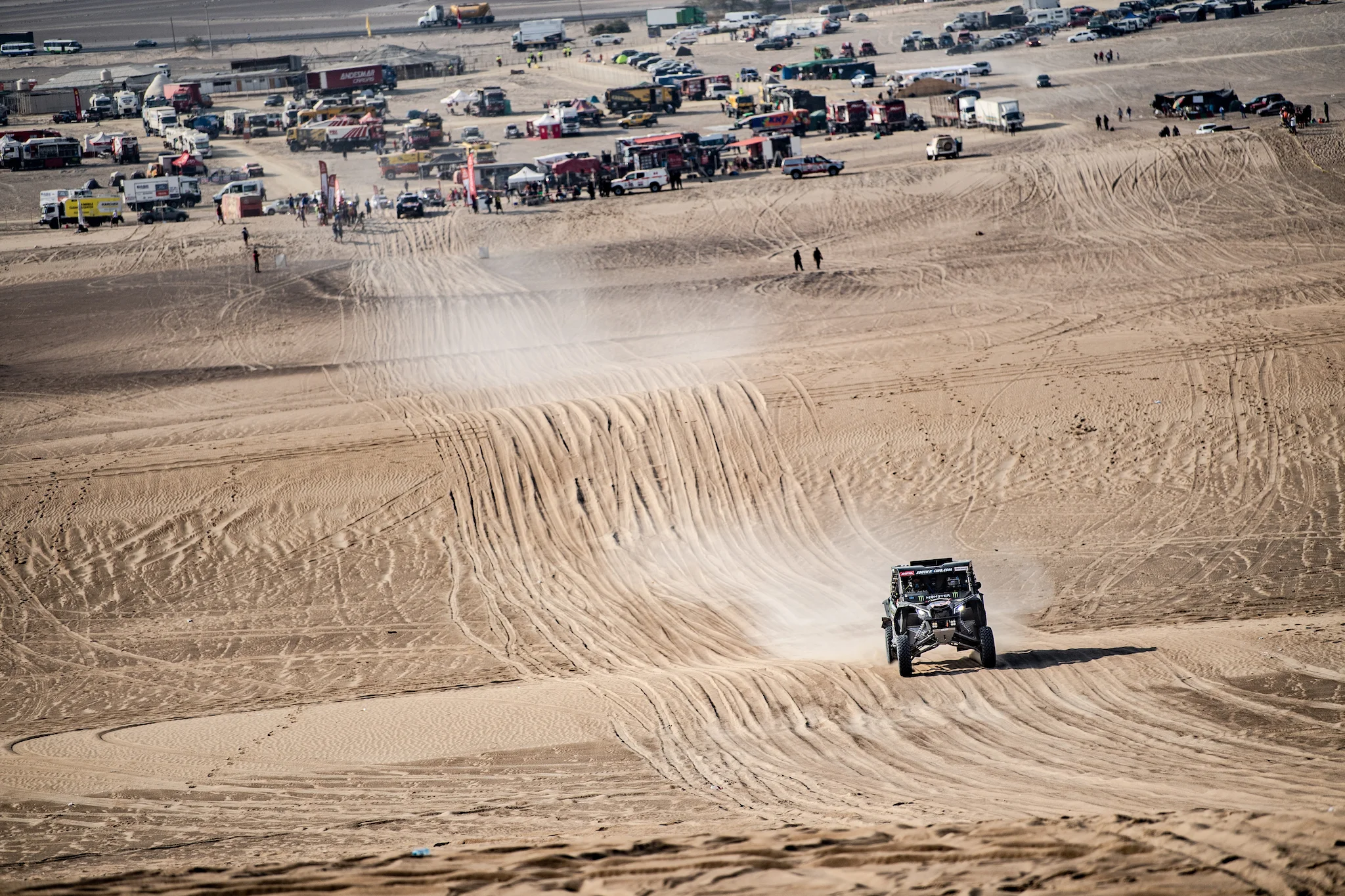 Casey takes off on the final stage of the Dakar rally.
