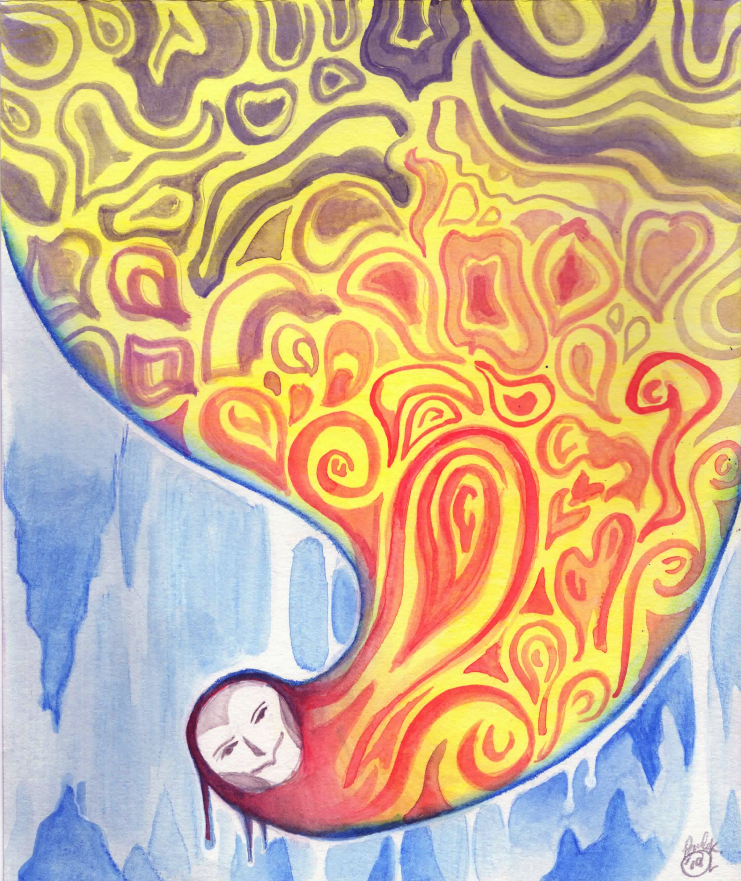 Untitled, 2019. Made with Derwent Inktense watercolor pencils.