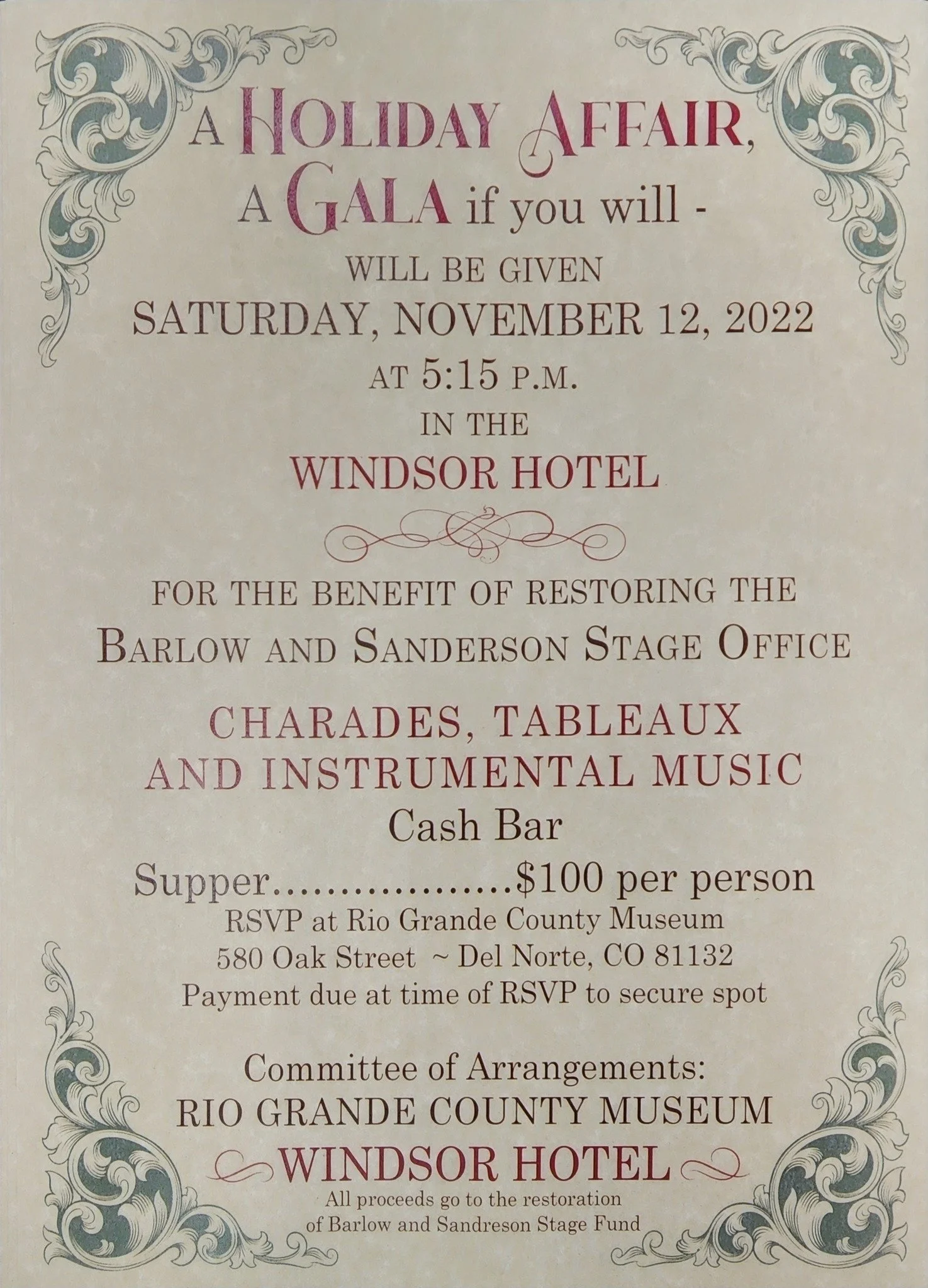 Holiday Gala Benefit at The Windsor Hotel 