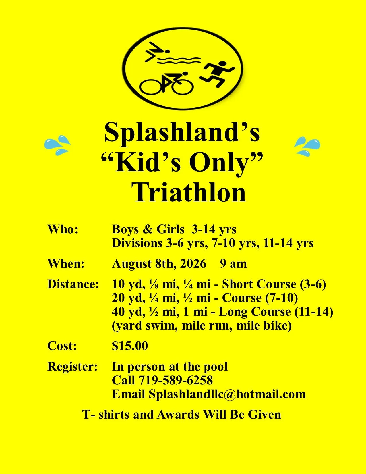 Splashland's "Kids Only" Triathlon 