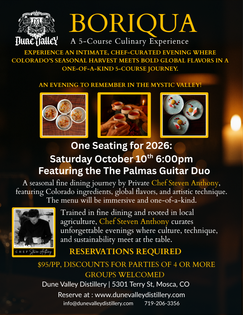 Dune Valley Distillery - Boriqua - A 5-Course Culinary Experience