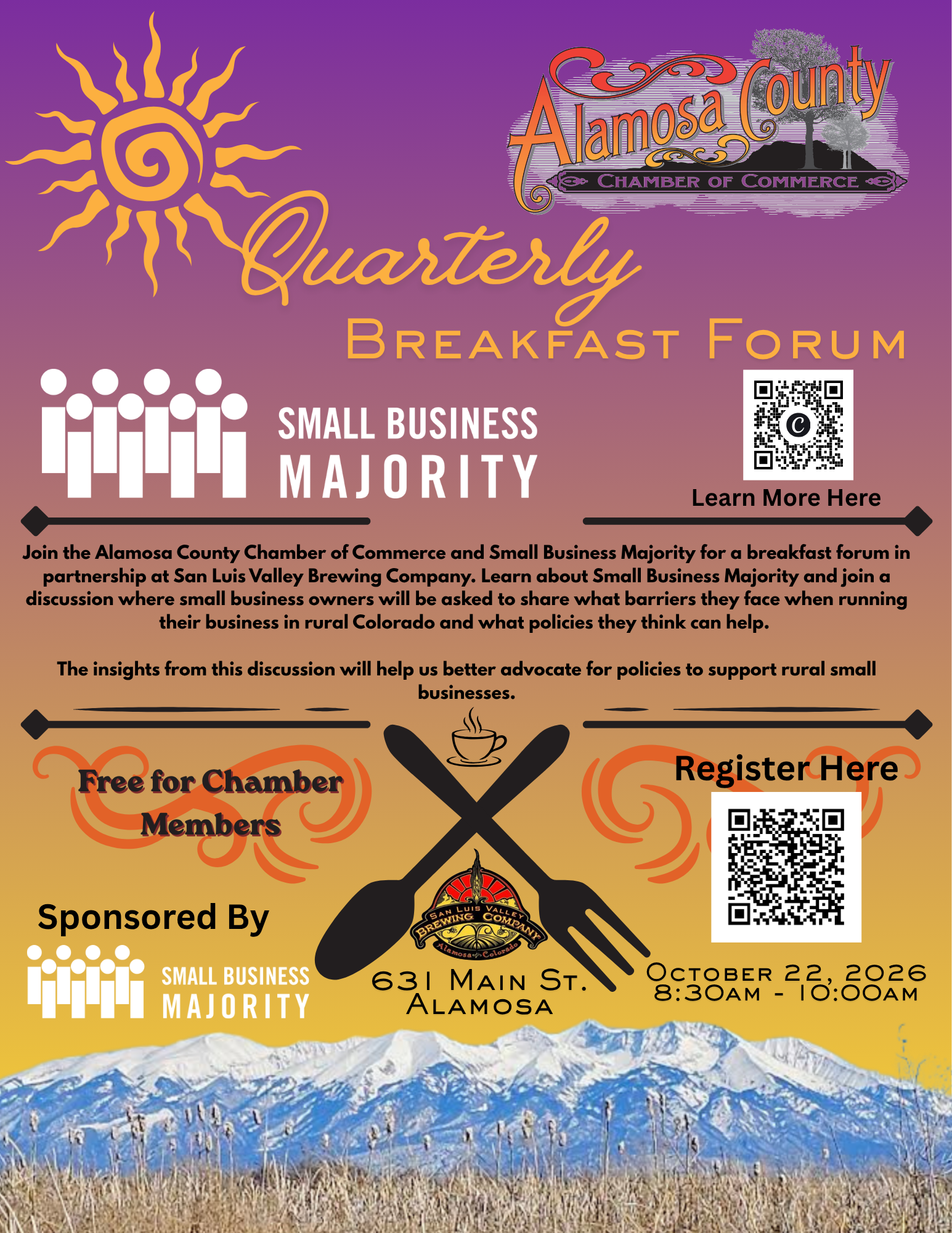 Chamber Quarterly Breakfast Form with Small Business Majority