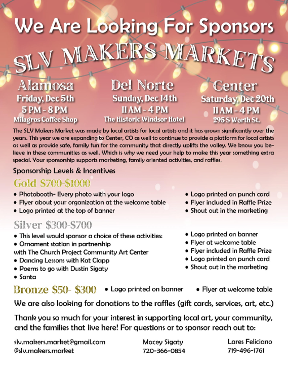 SLV Makers Market Sponsors