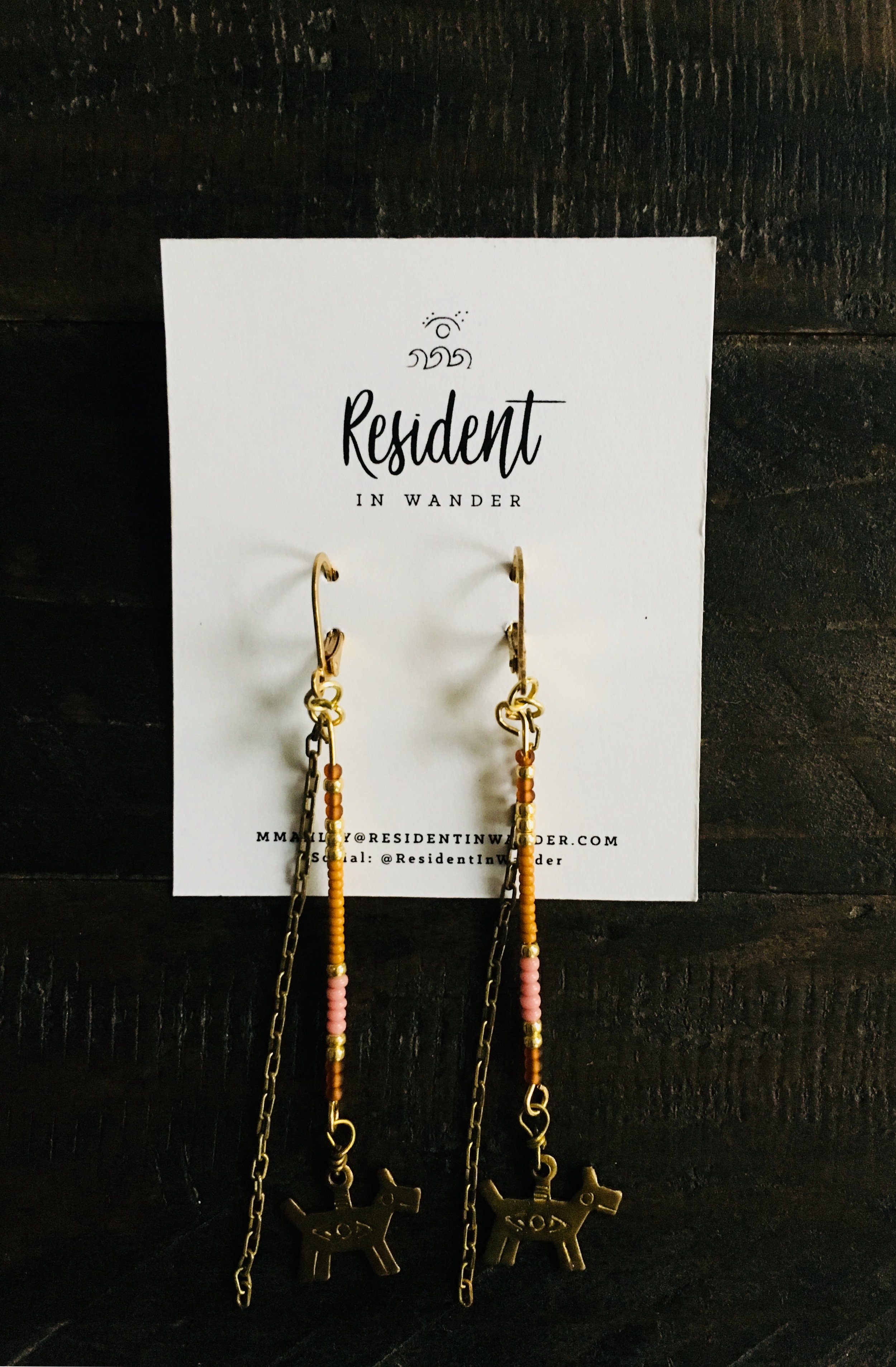 Seed Bead Earrings - Boho Dog Charm