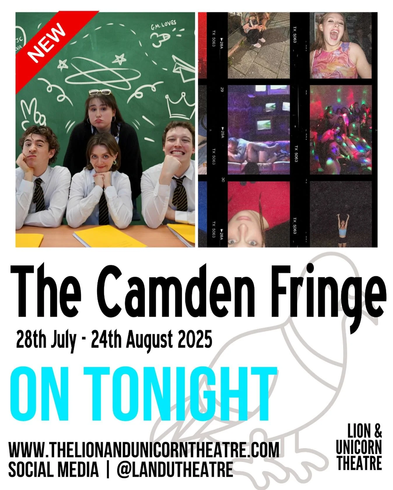 TONIGHT: Week Two of @CamdenFringe continues @landutheatre with brand new writing and great new performances from:
7.00 | @misstheplay (FINAL CHANCE FOR TICKETS)
8.30 | @girlkisserplay - till Friday
For tickets and more info visit:
🎟️ www.linktr.