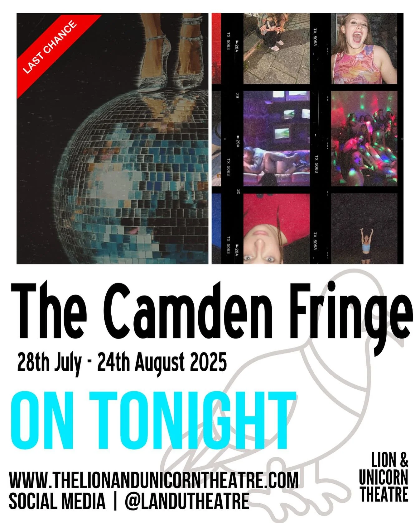 TONIGHT: Week Two of @CamdenFringe continues @landutheatre with brand new writing and great new performances from:
7.00 | @_onemorestarinthesky (LAST CHANCE!)
8.30 | @girlkisserplay - till Friday
For tickets and more info visit:
🎟️ www.linktr.ee/