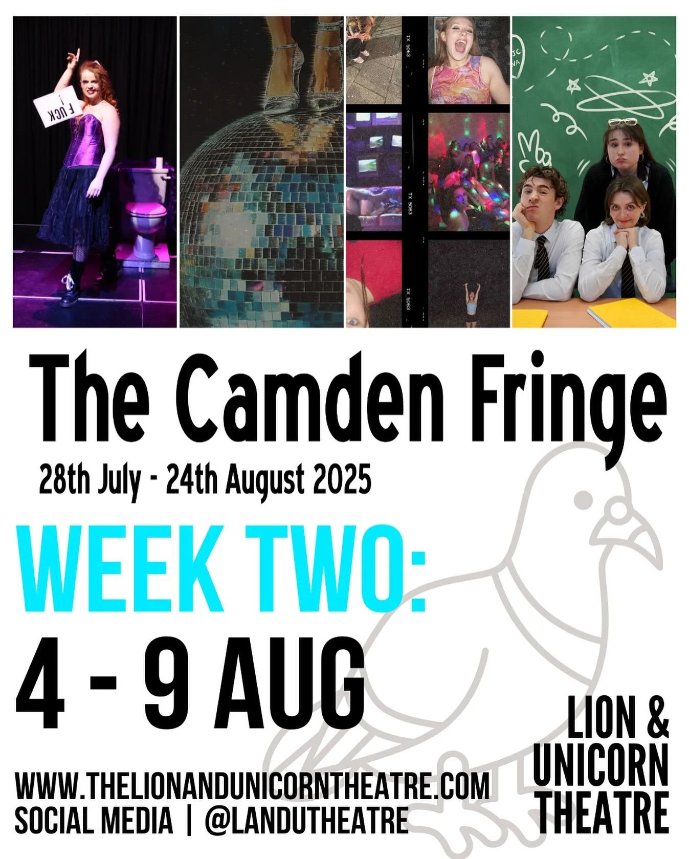 COMING UP: Week Two of @CamdenFringe @landutheatre roars back into life later on tonight with four brand new shows for you to see:
TONIGHT:
🪩 @_onemorestarinthesky | 7.00pm (till Weds)
🚽 Hot Mess from @georgia_polly_taylor | 8.30pm
COMING SOON
👩