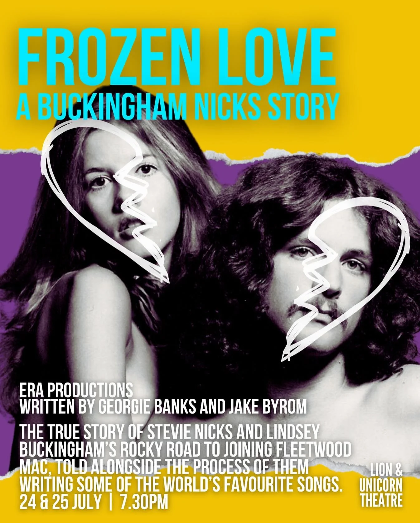 OPENS TONIGHT: Frozen Love: A Buckingham Nicks Story from @eraproductions_ , is the true story of Stevie Nicks and Lindsey Buckingham’s rocky road to joining Fleetwood Mac, told alongside the process of them writing some of the world’s fa