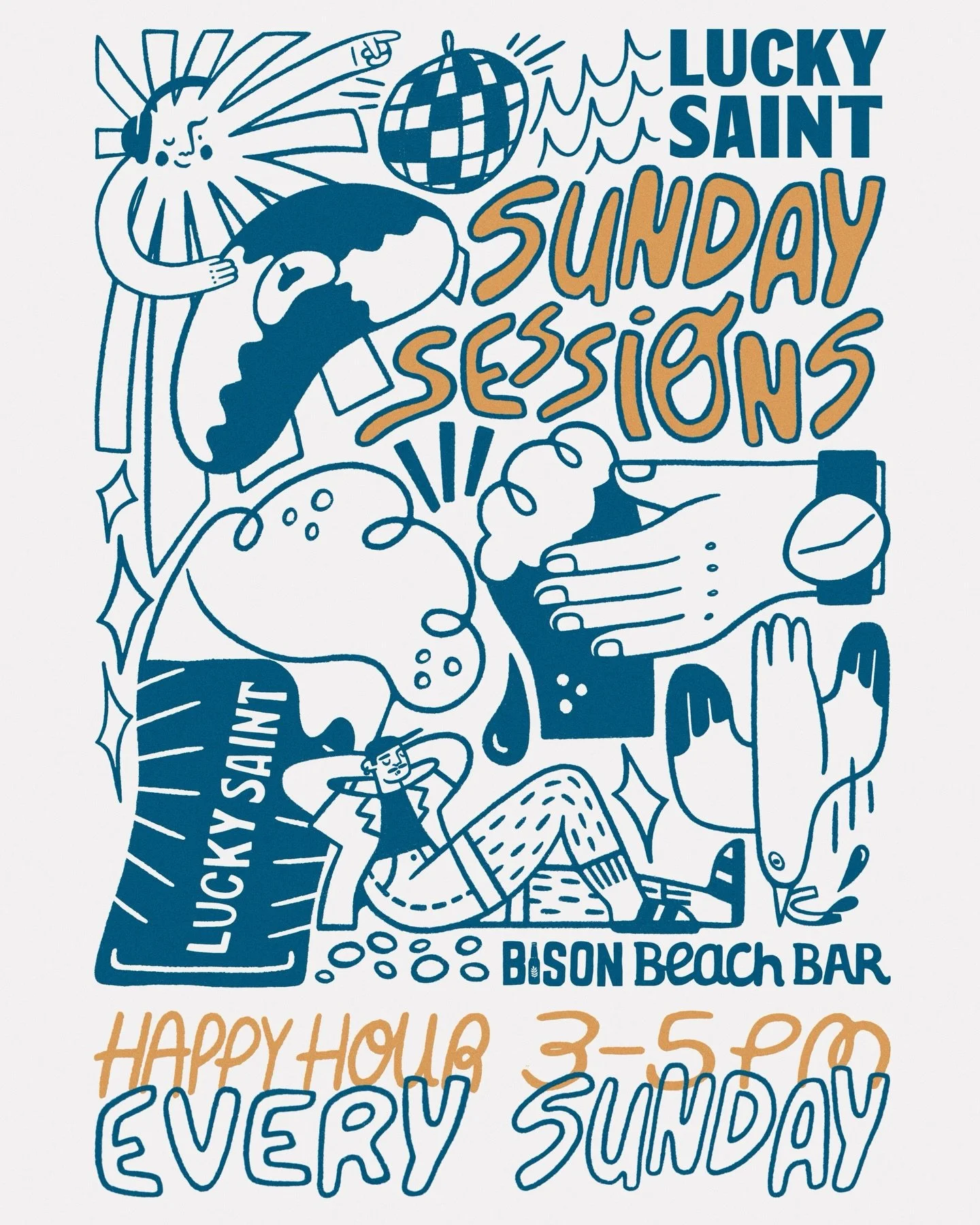 Lucky Saint Sunday Sessions starting this Sunday, 3rd May! 

Pints of Lucky Saint will be 2 for 1 from 3-5pm🍺buy a pint during our happy hour and you&rsquo;ll be in for a chance of winning a free Lucky Saint tee with @hollyfarndell design!🎨