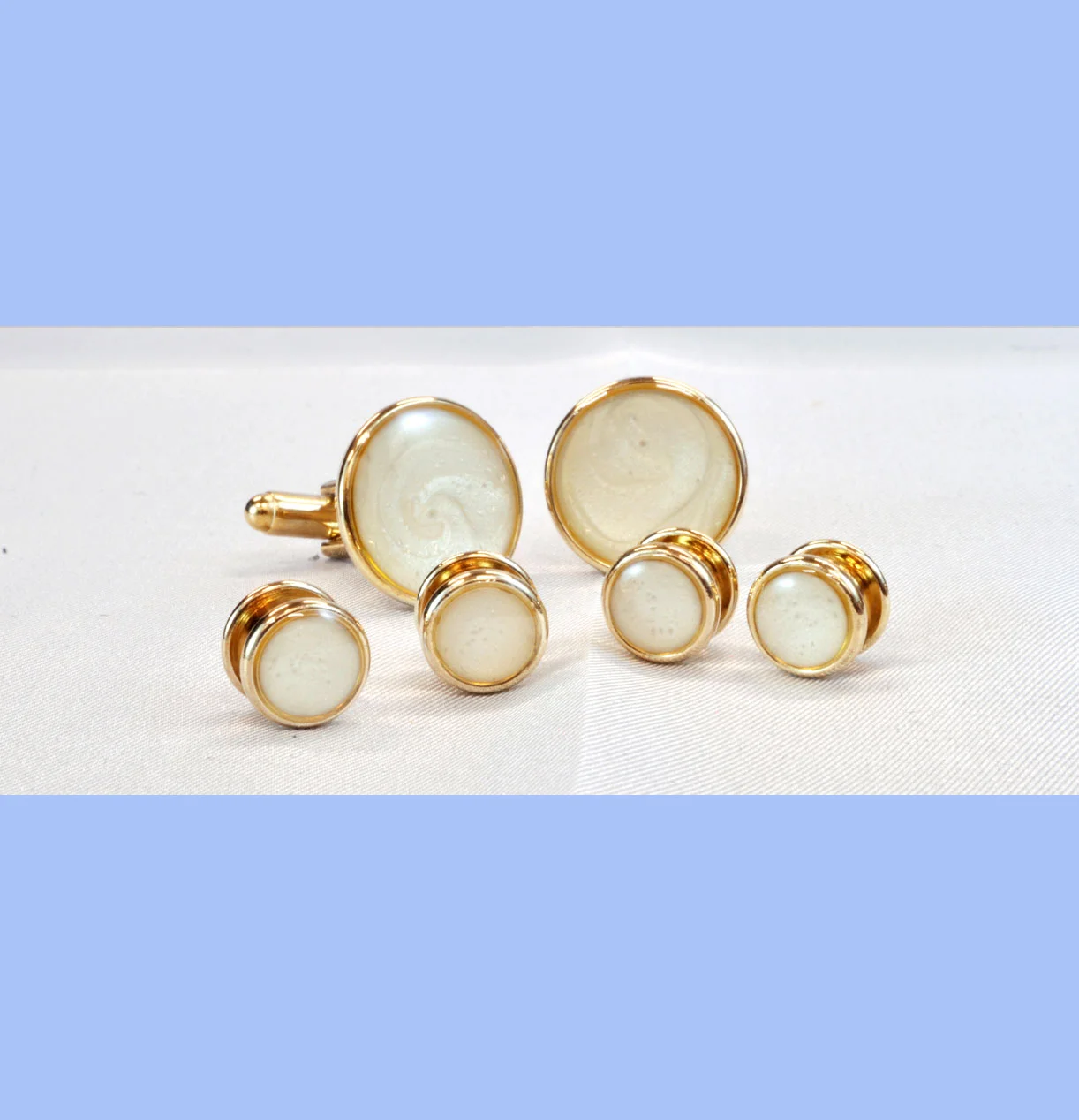 Mother Of Pearl Cufflinks &amp; Stud Set
