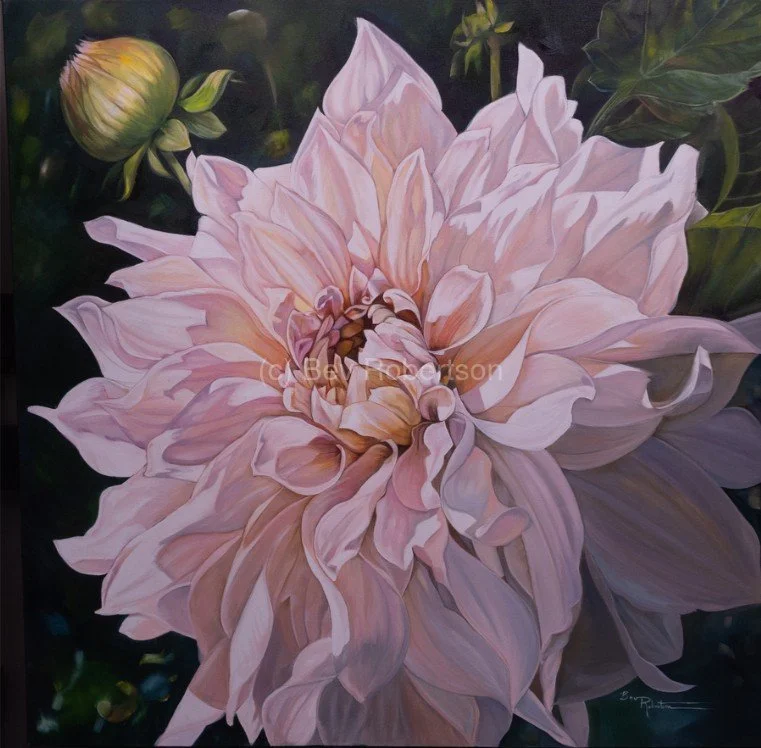 Cafe Au Lait with a Bud 36 x36 Oil on canvas