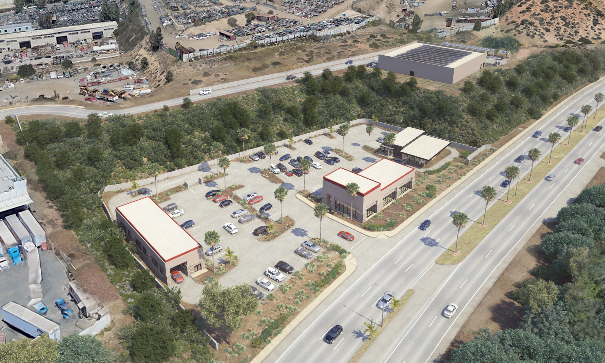  Multi-use Development with a Retail Storefront, Industrial Building, and various Retail or Service uses. 
