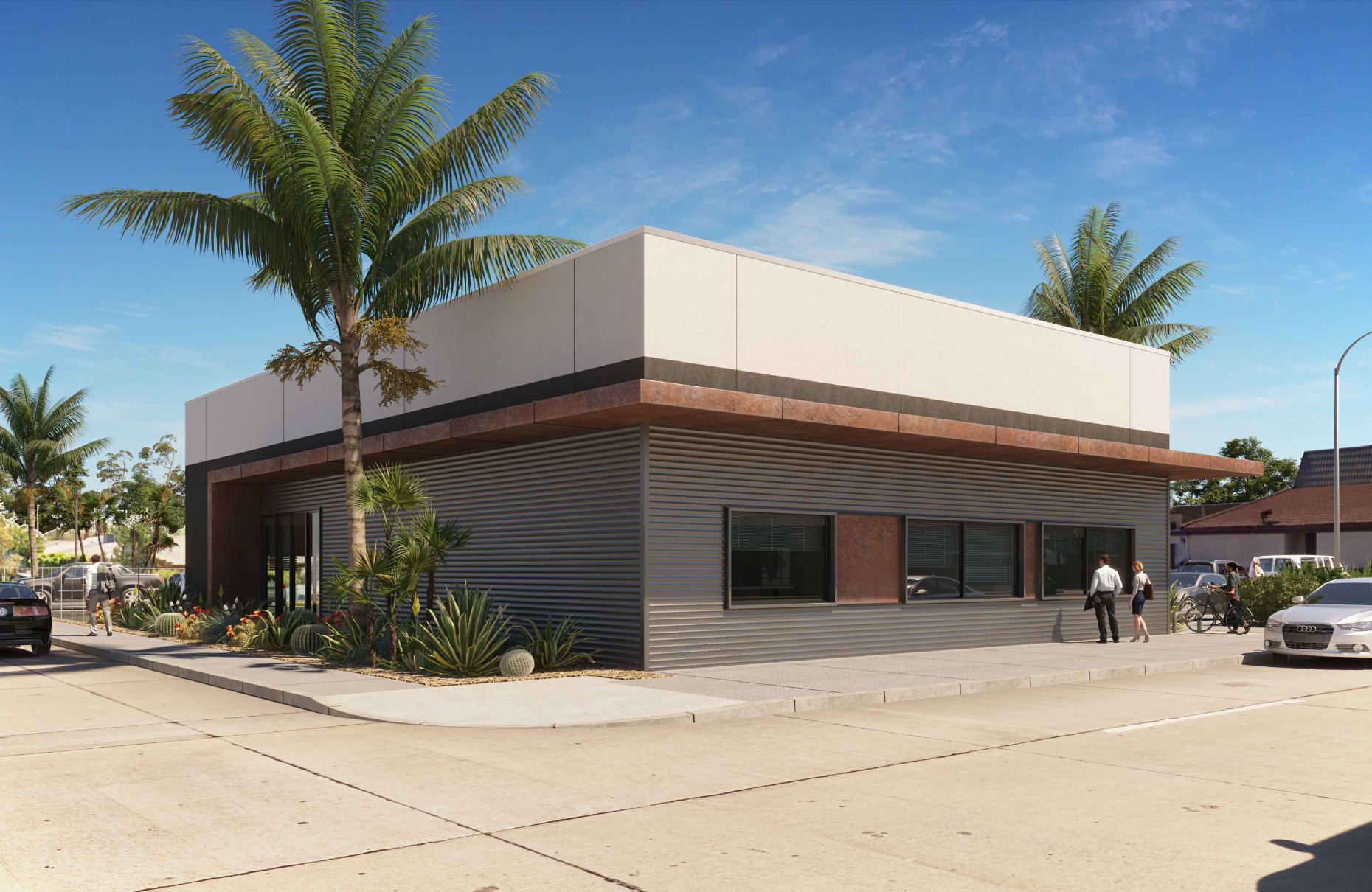  Modern Retail Storefront - Re-development of existing building.  (Architect’s rendering.) 