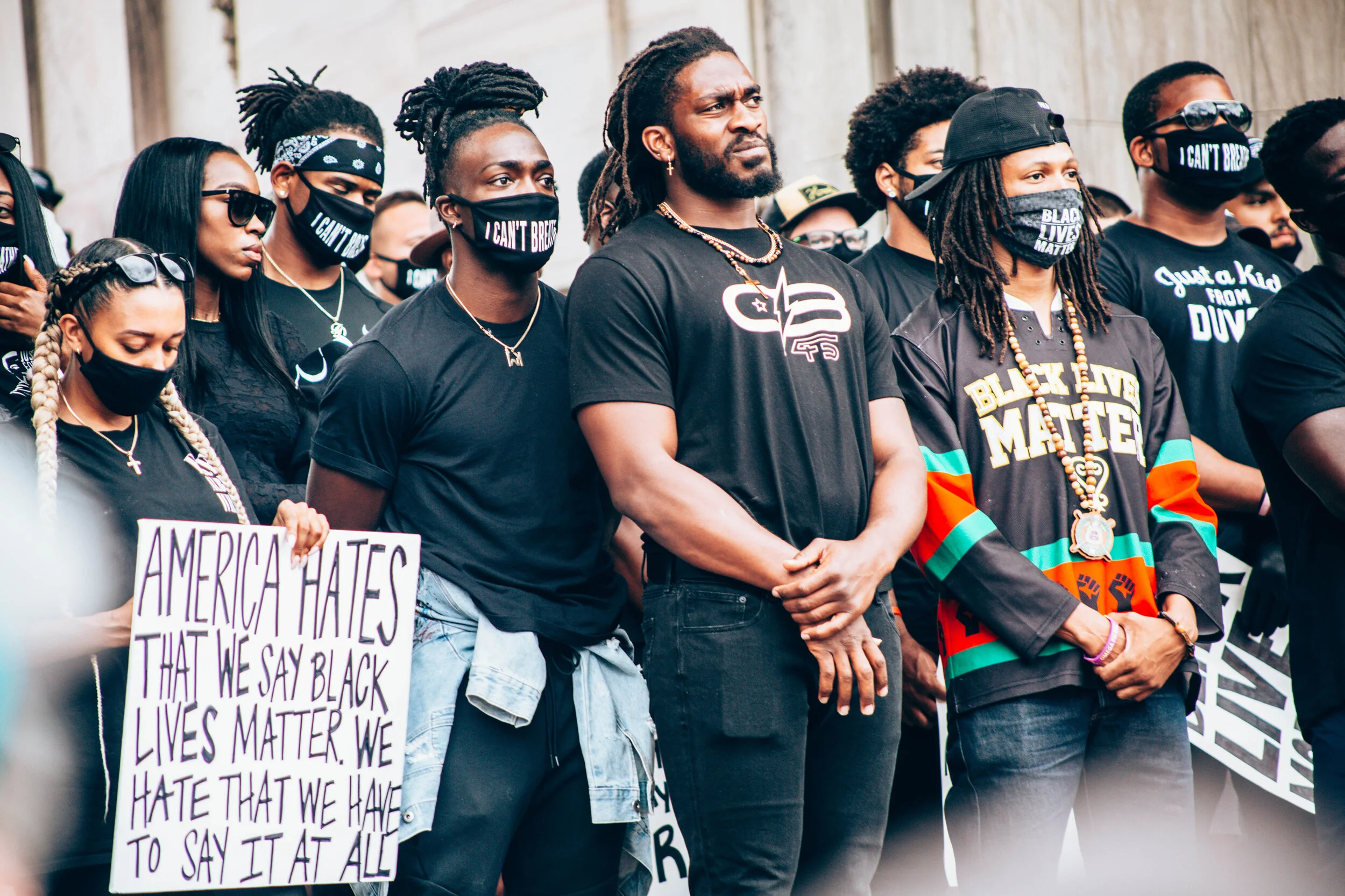The Denver Broncos led the peaceful protest throughout downtown Denver on Saturday, June 6, 2020.