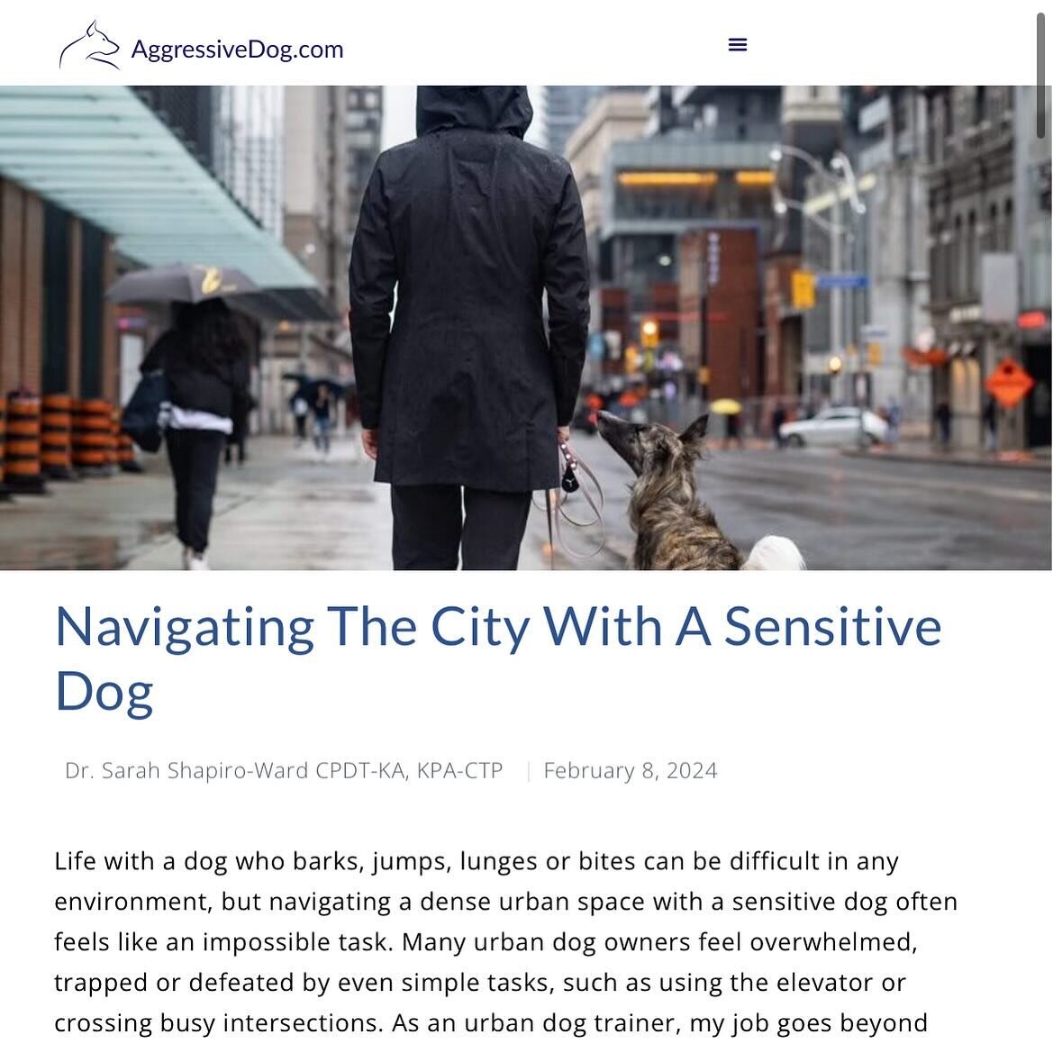 I wrote an article recently for aggressivedog.com. The link to read it is in my bio! This article is a guide for city folk who might be struggling with a reactive, fearful or sensitive dog.
.
If you find it helpful, please share it so that others can