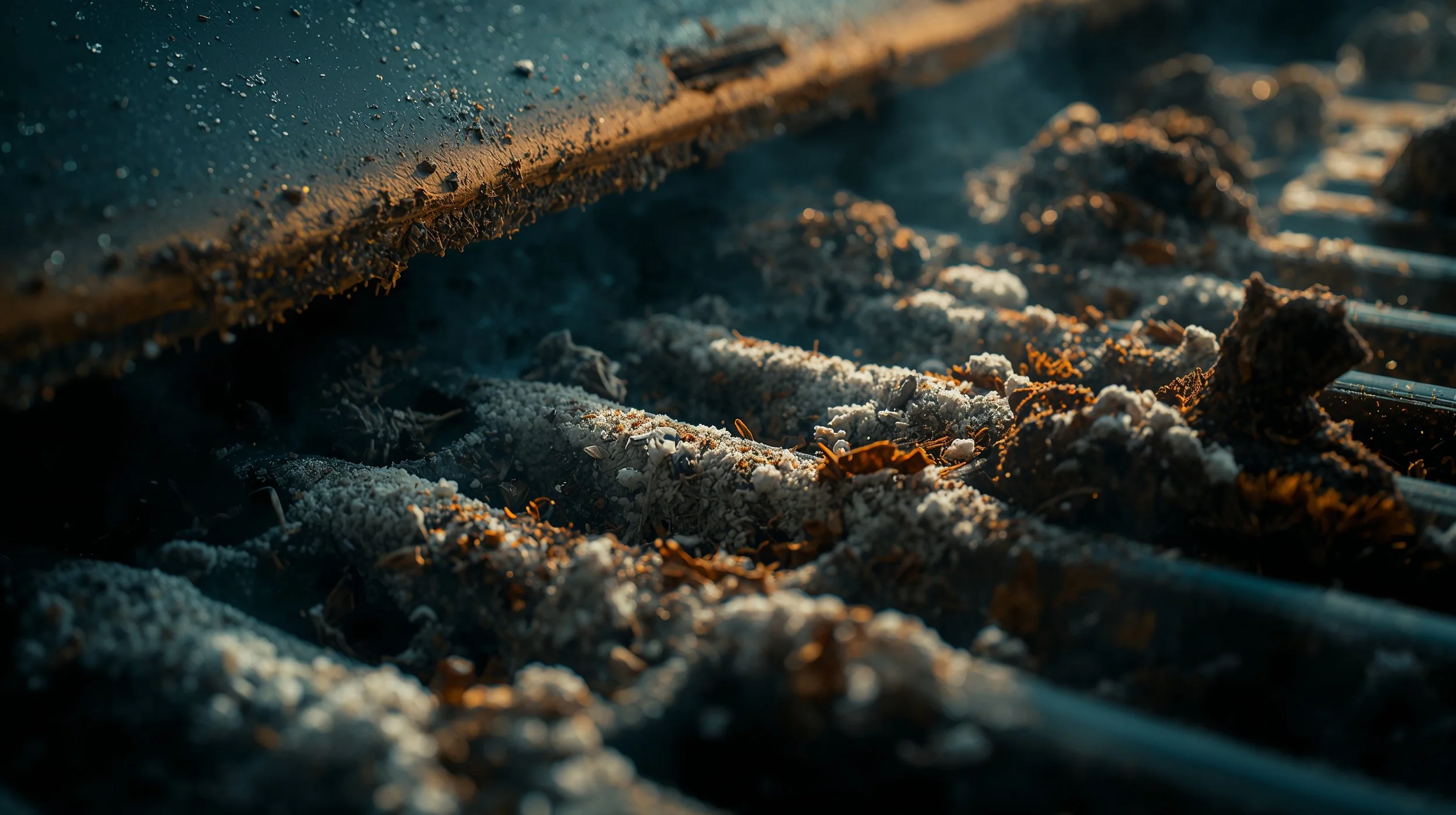 Dust and debris buildup inside a home air vent