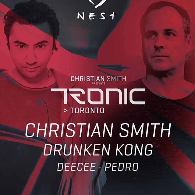 Posted @withrepost &bull; @avidtoronto This Friday inside @nesttoronto we have @tronic_official music showcase with label boss @christiansmithofc and rising star @drunkenkong 
Local support from @deeceemusic_ and @pedro.movement. 
Message us for redu