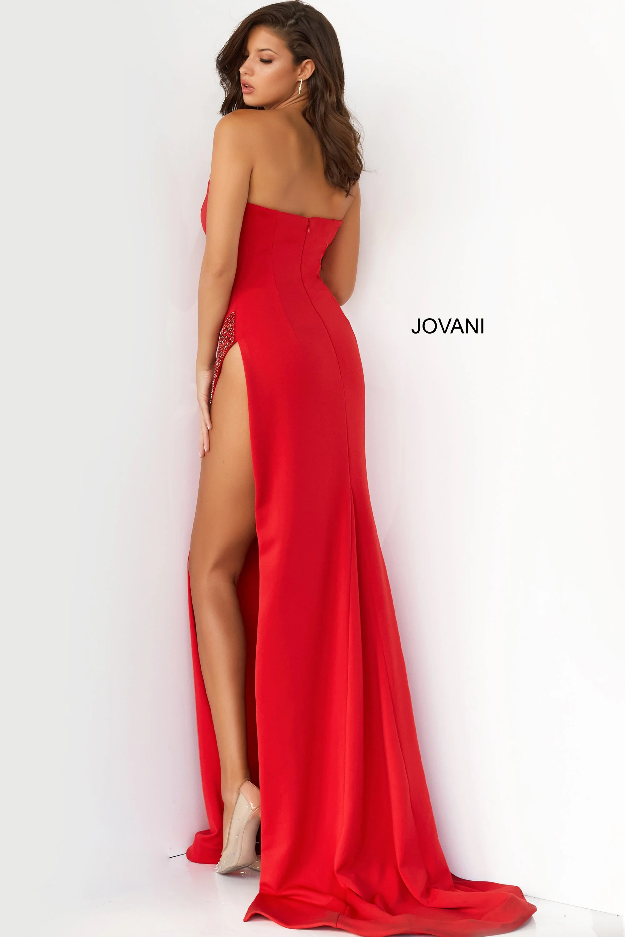 open lace back dress Sweetheart Neckline Long A-Line Prom Gown by Jovani 23713 00 / Pink main image 0