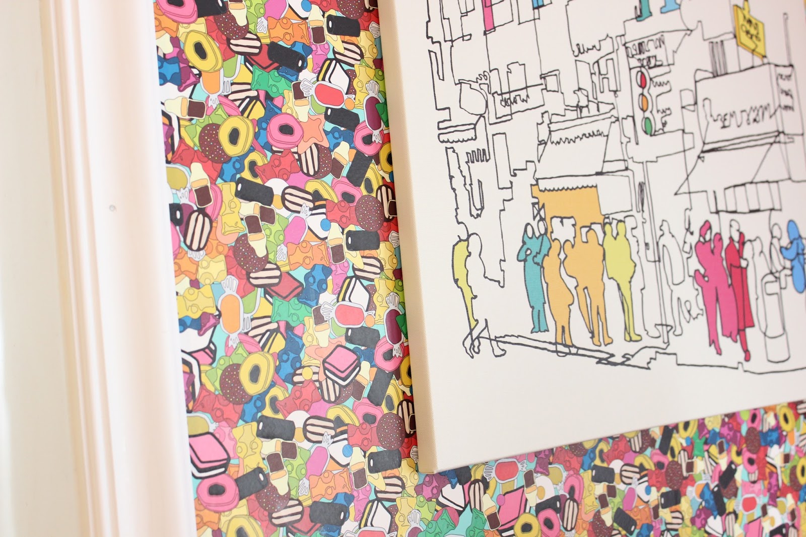 Candy Wallpaper: Sugar Sugar by Scrummy via Spoonflower Art is from Ikea (no longer available)