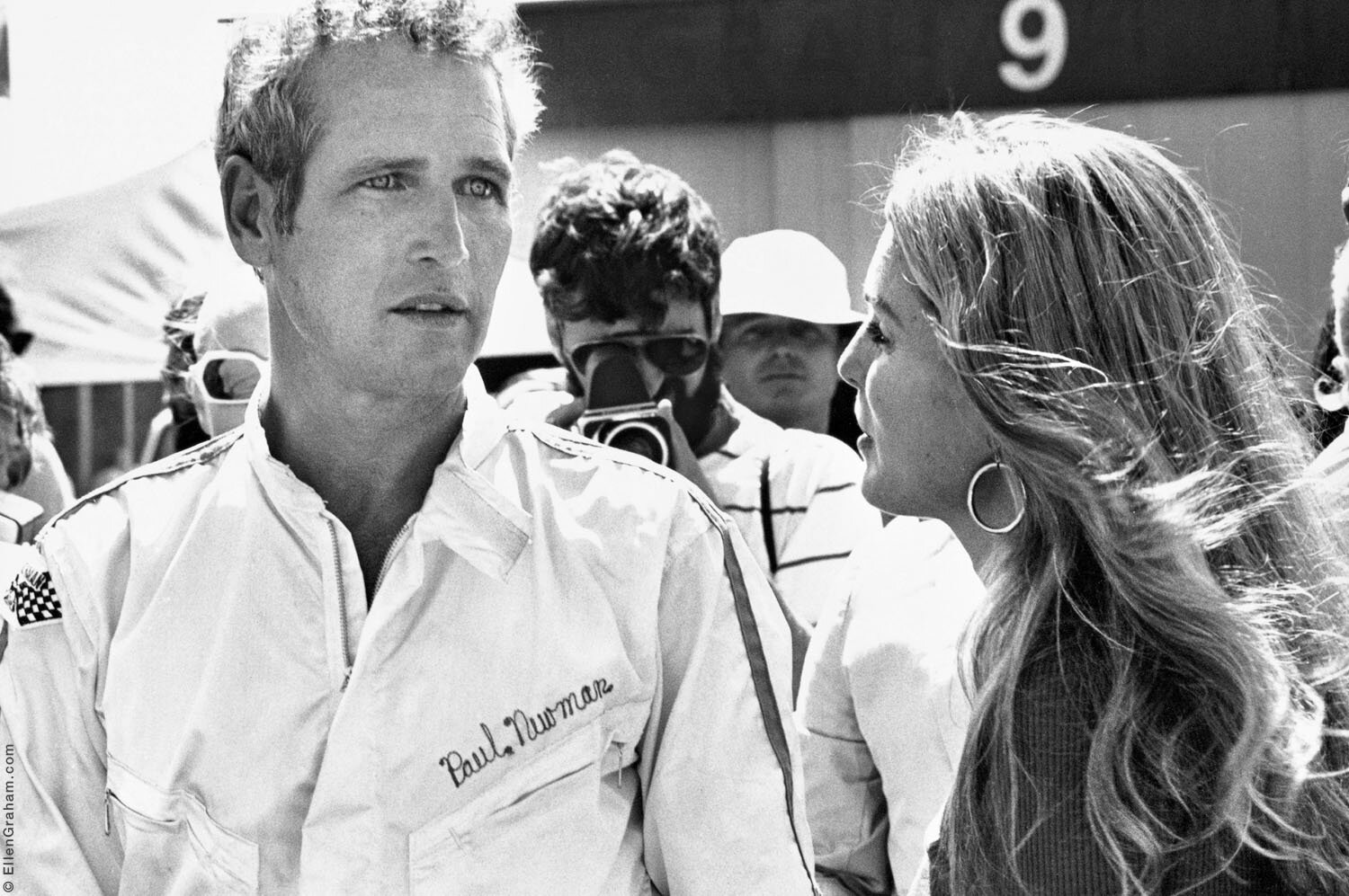 Paul Newman, Rosemarie Stack, Ontario Speedway, CA, 1973