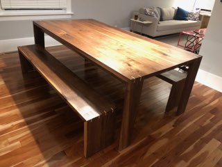Grand Dinning Table and Bench Set  Walnut Cherry - Forest Tate