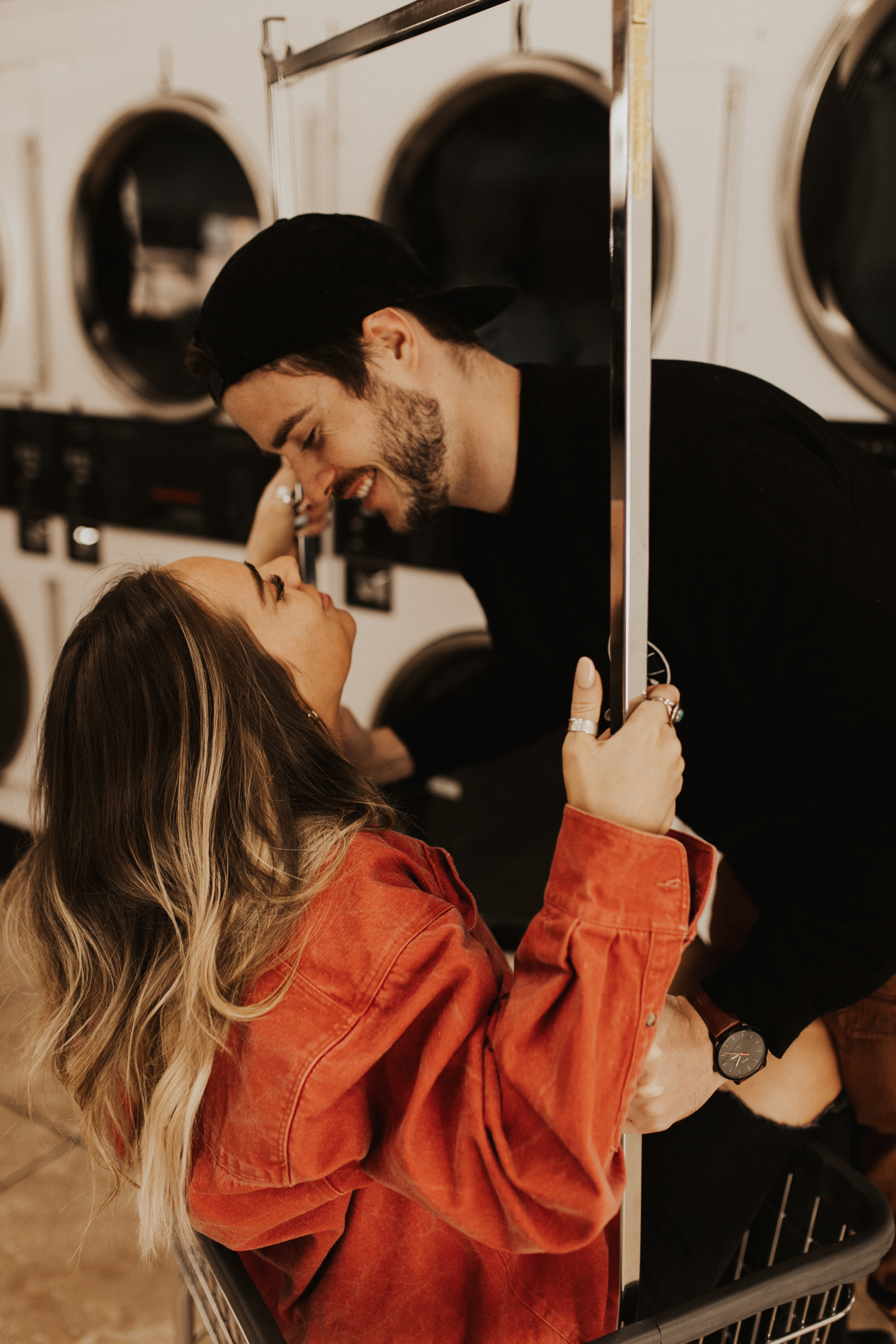 laundry mat engagement shoot