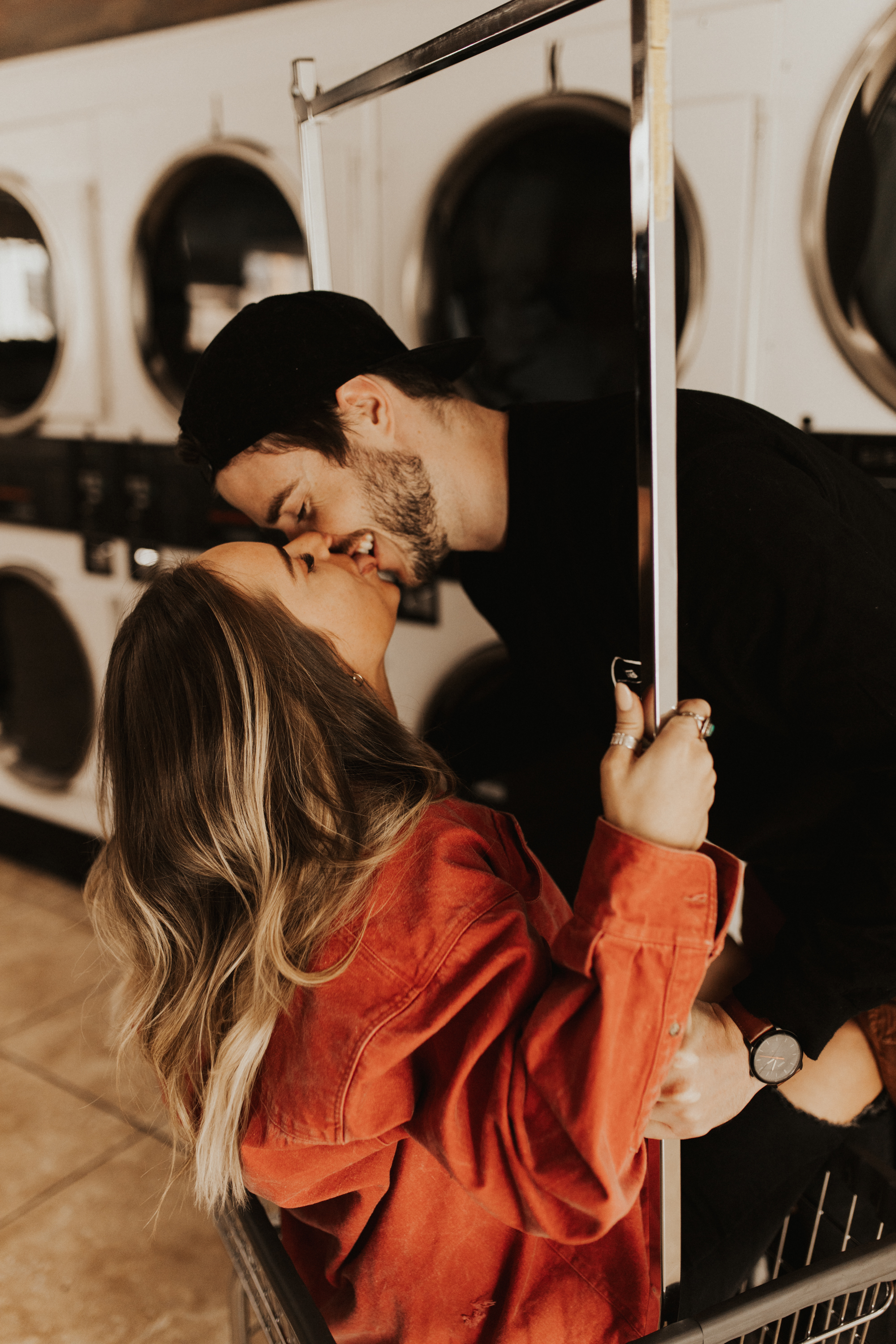 laundry mat engagement shoot