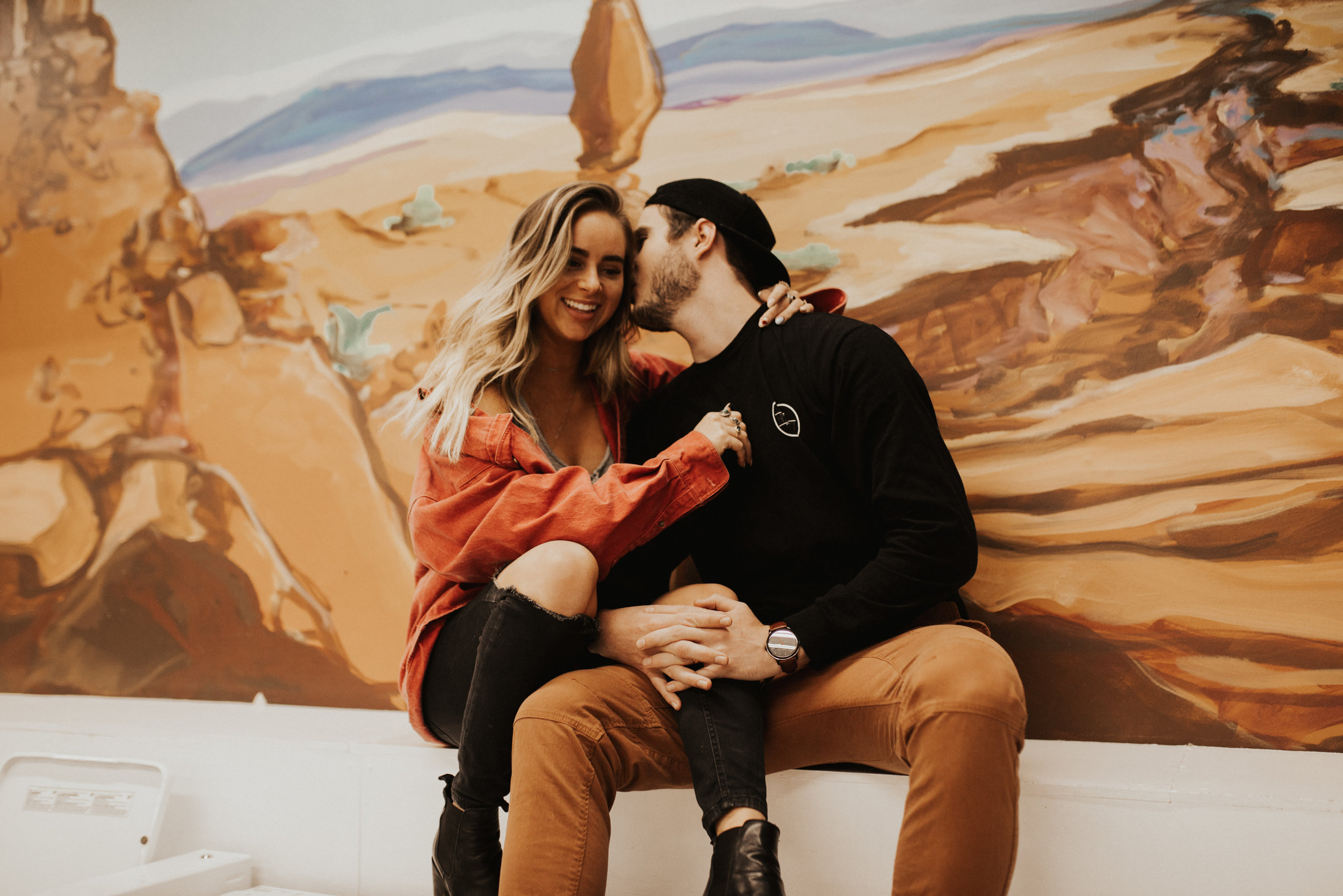 laundry mat engagement shoot