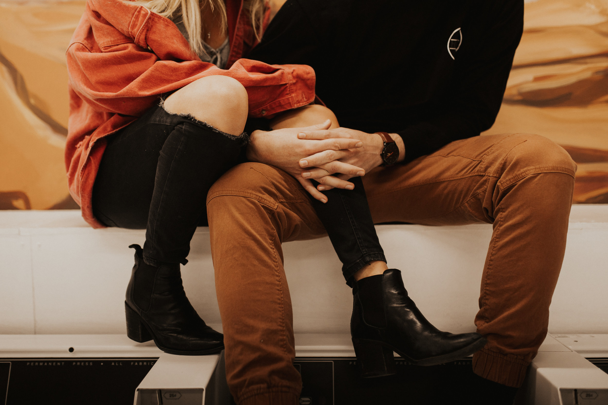 laundry mat engagement shoot