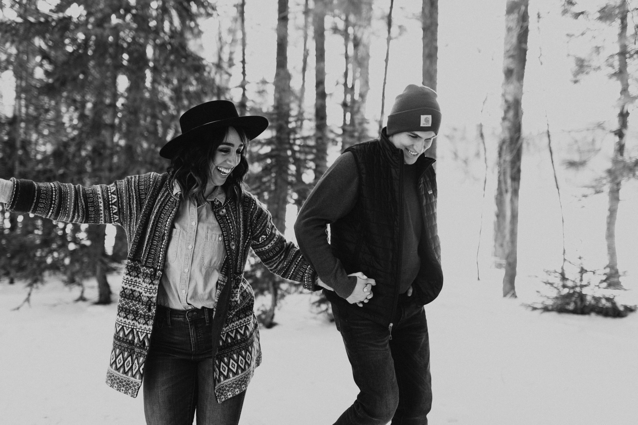 winter mountain engagement shoot