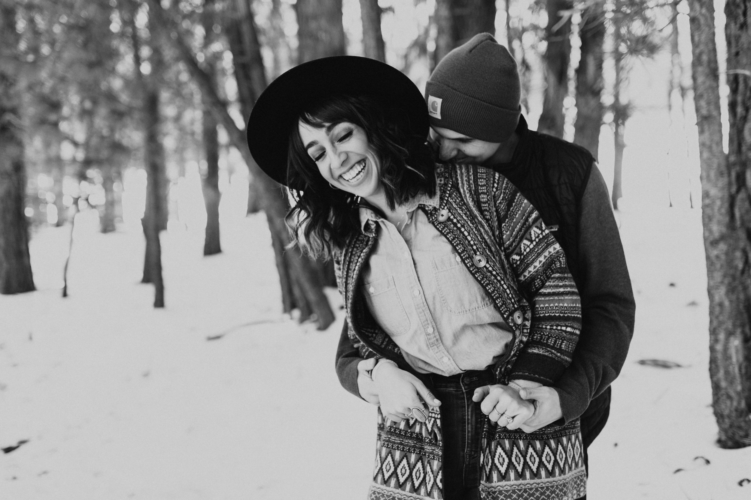 snowy mountain engagement session