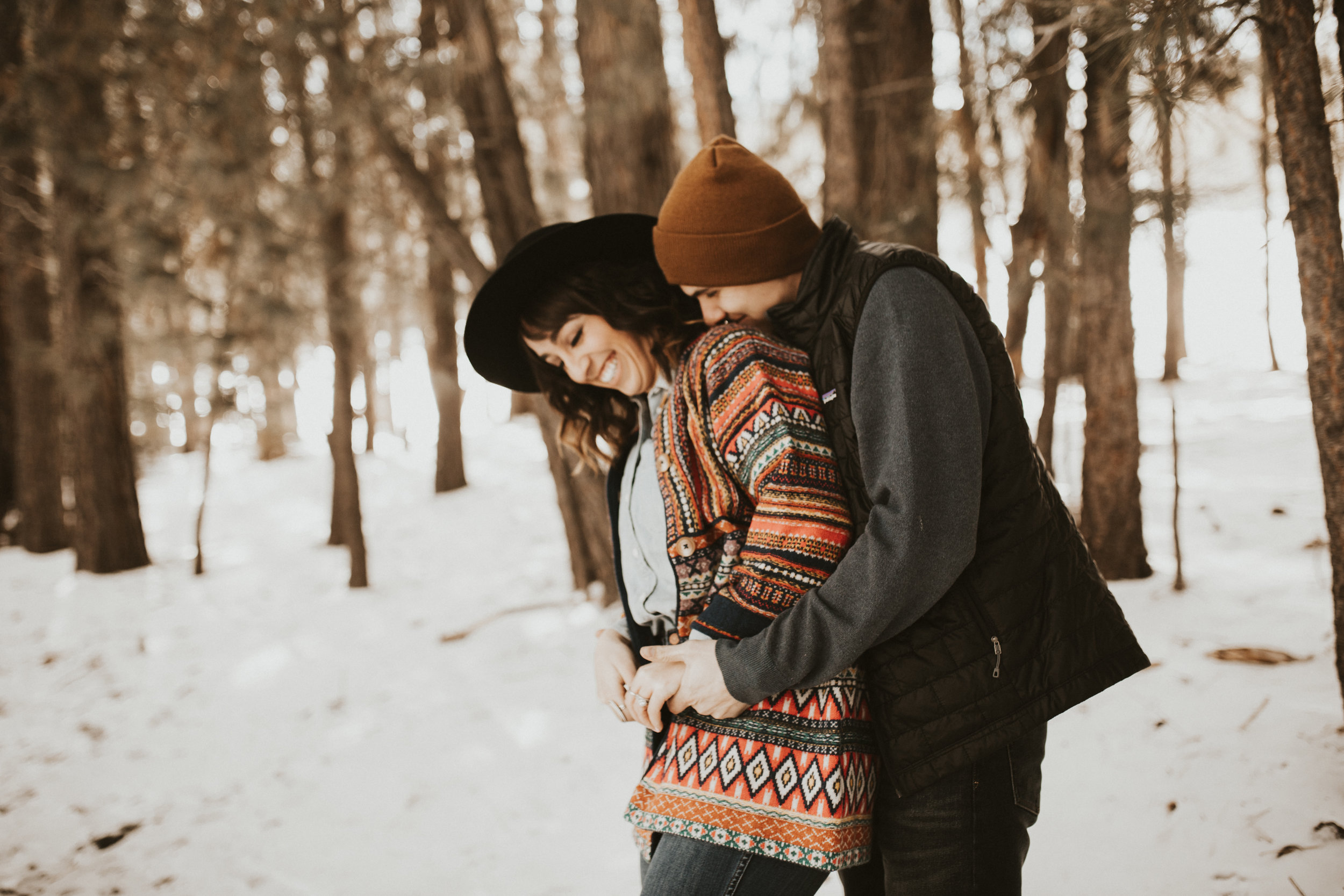 snowy mountain engagement session