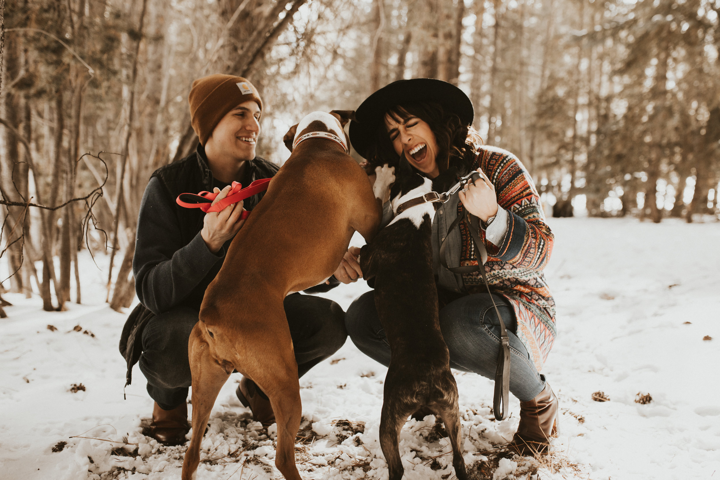 snowy mountain engagement session