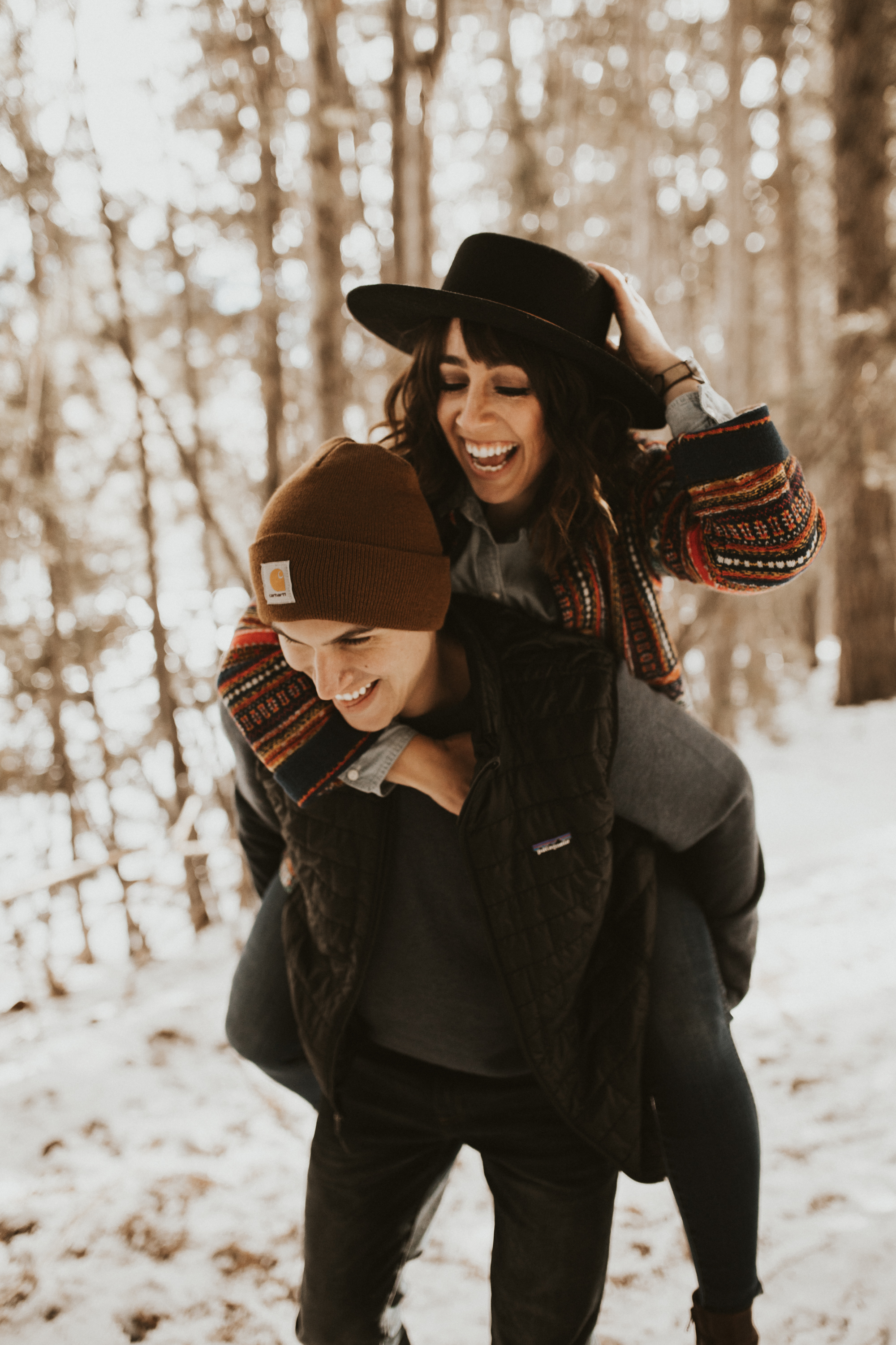 snowy mountain engagement session