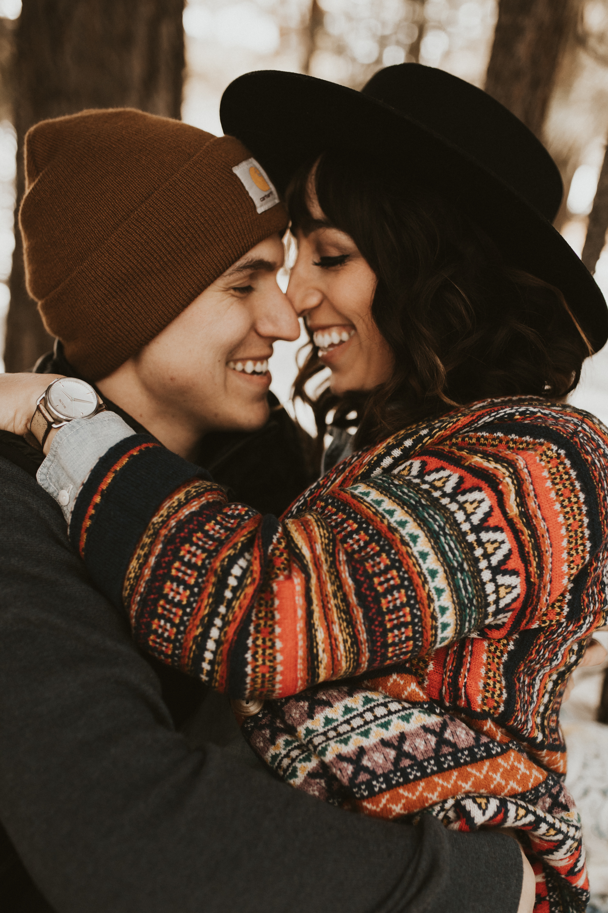 snowy mountain engagement session