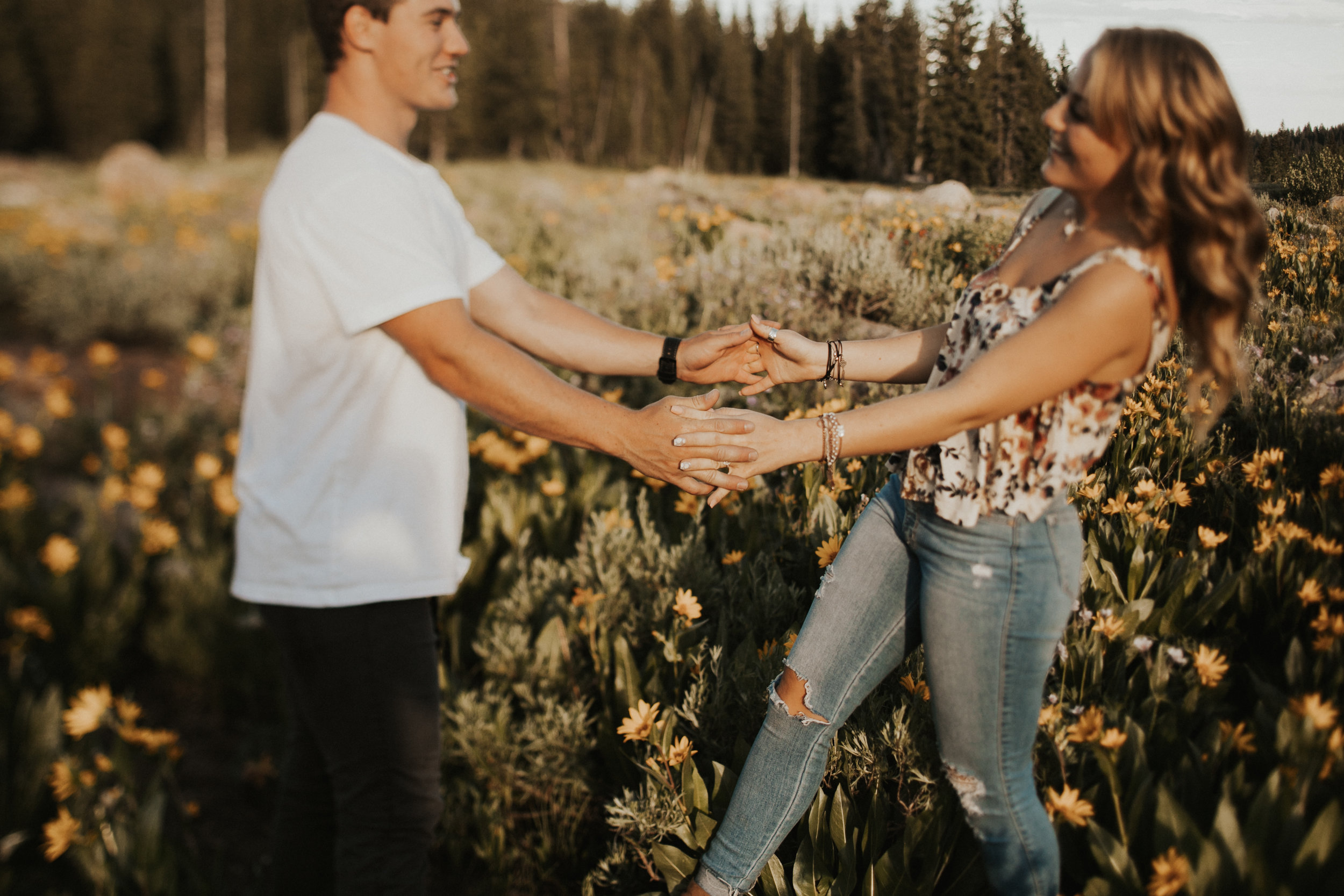 summer mountain engagement session