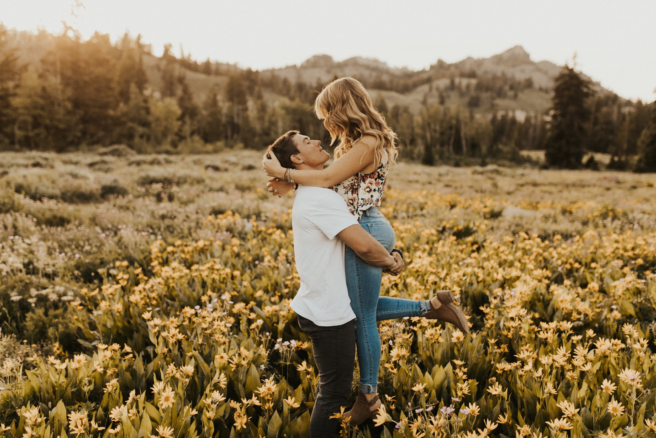 summer mountain engagement session