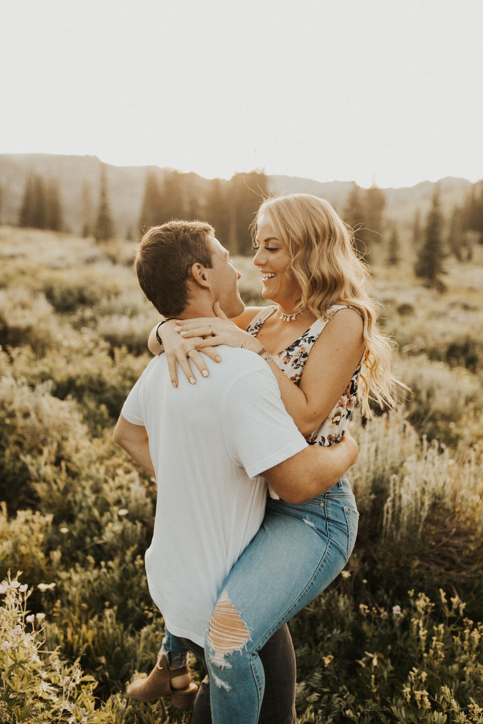 summer mountain engagement session
