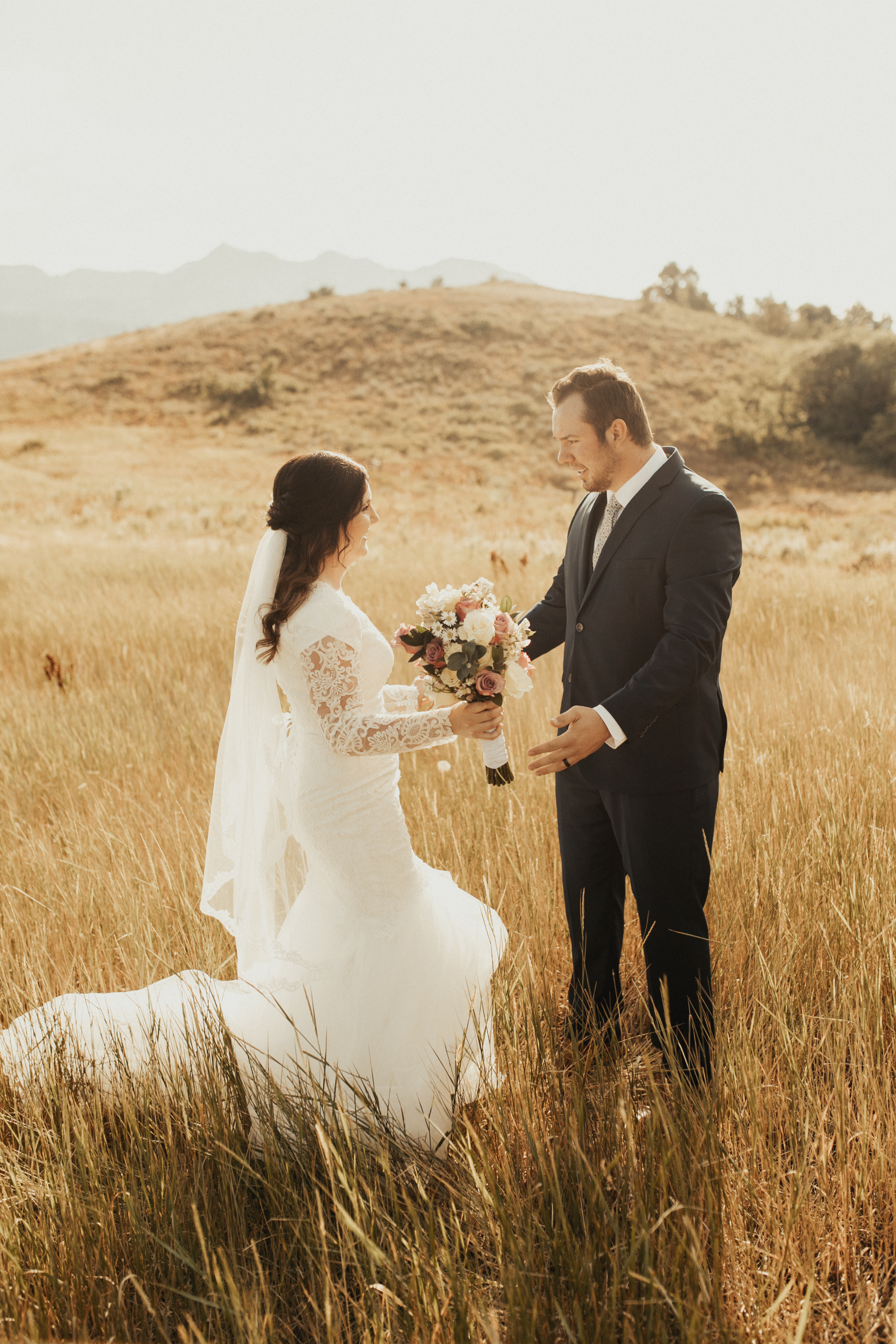 summer mountain bridal photos