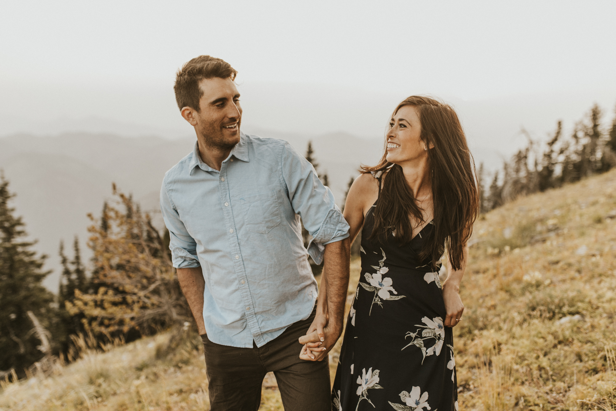 summer mountain engagement photo