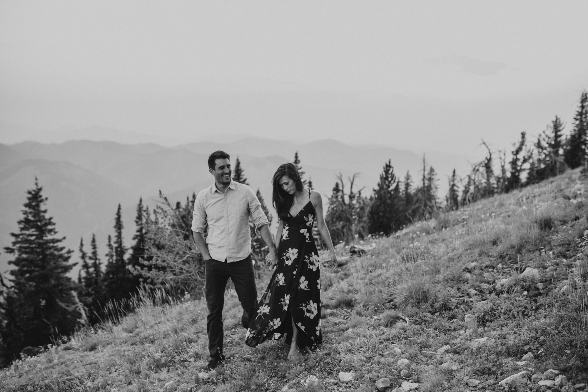 summer mountain engagement photos