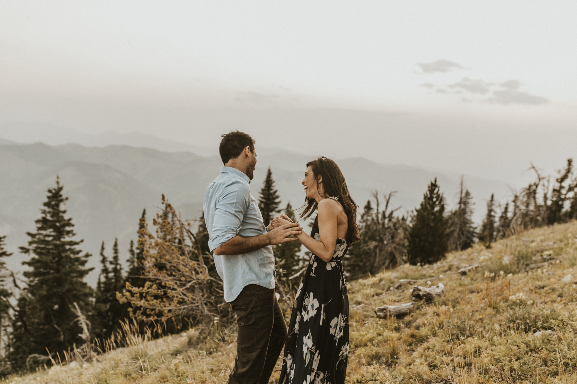 summer mountain engagement photos