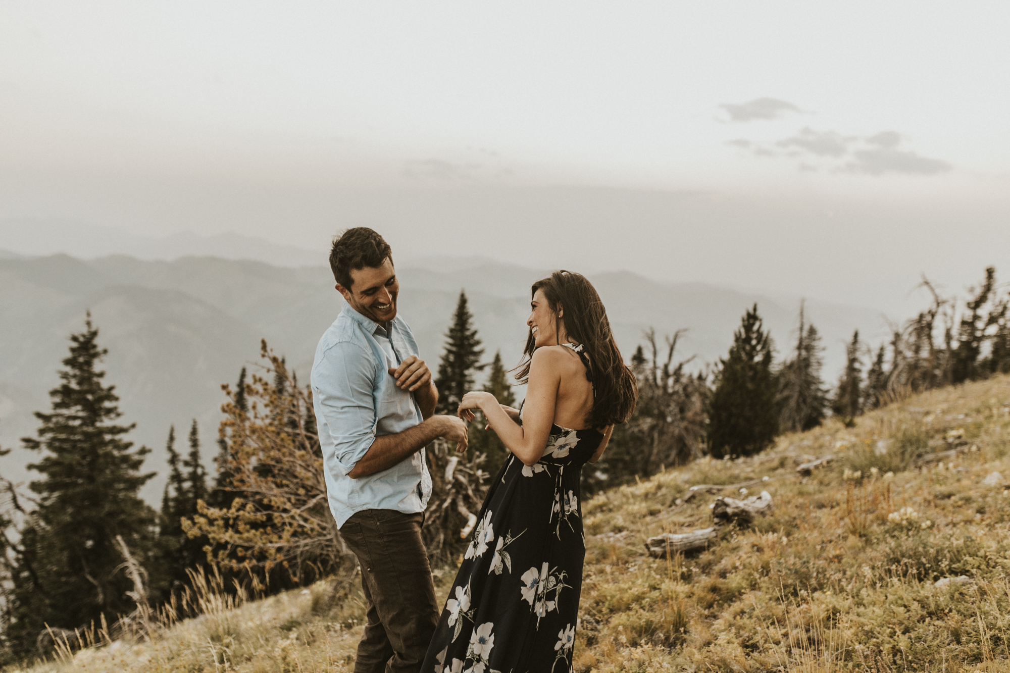 summer mountain engagement photos