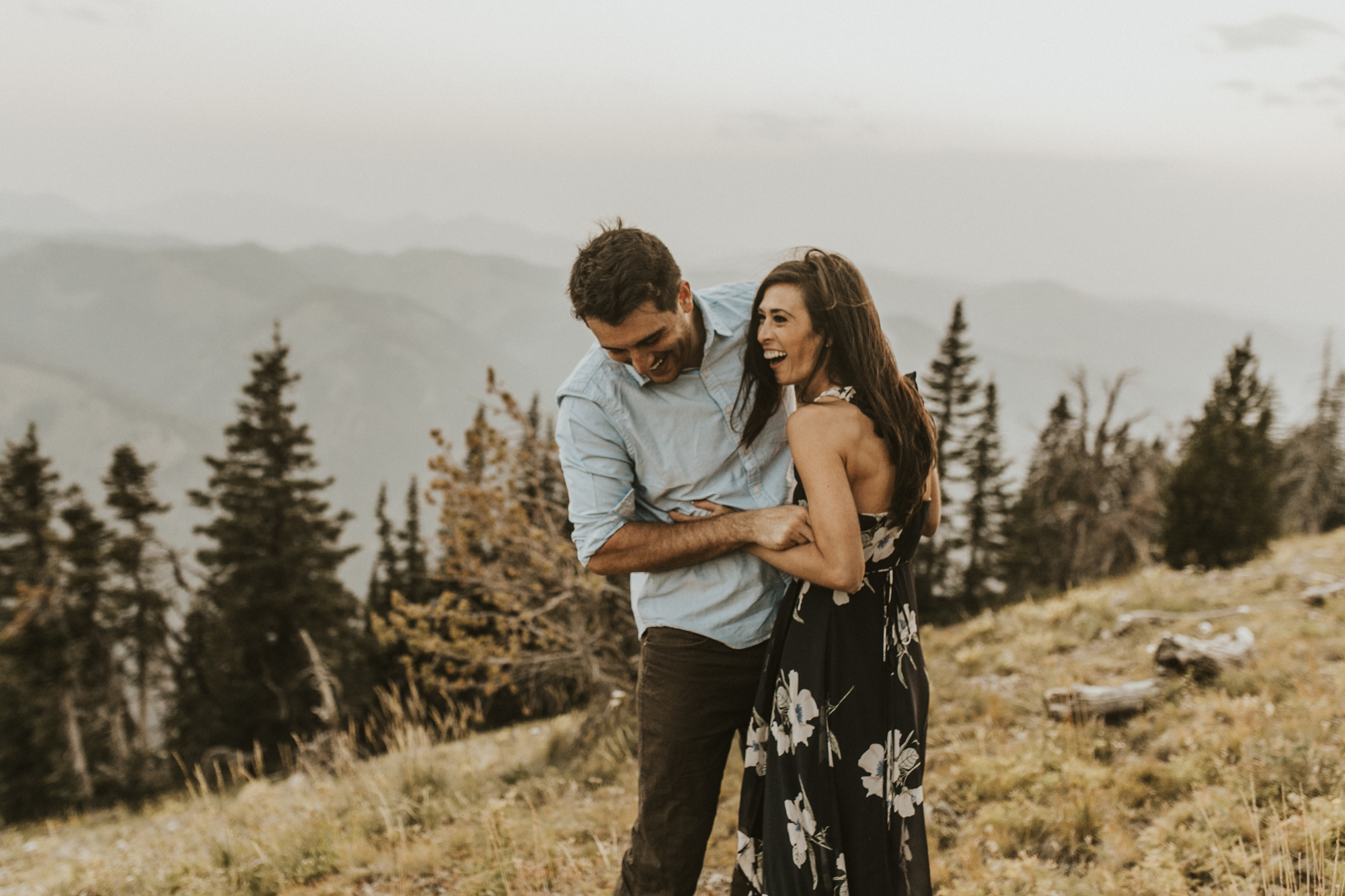 summer mountain engagement photos