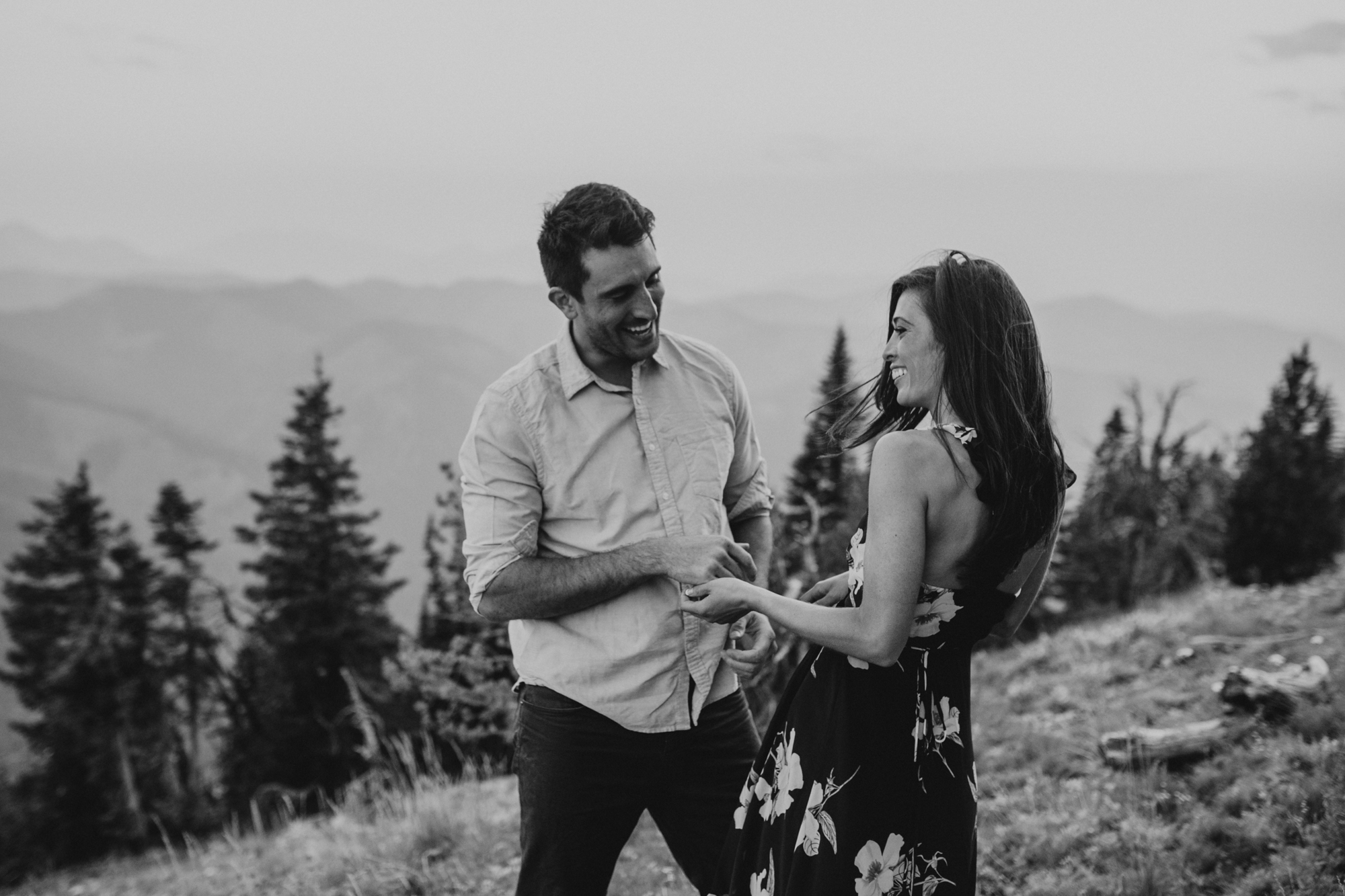 summer mountain engagement photos