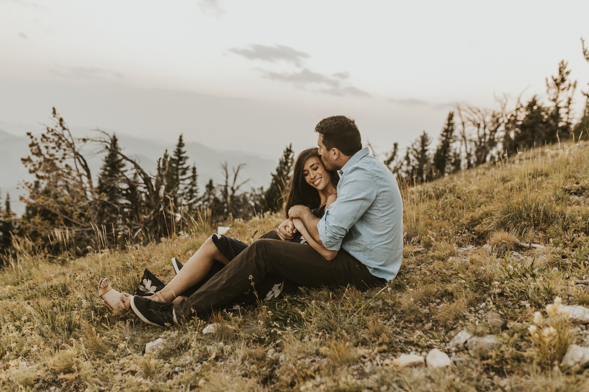 summer mountain engagement photos