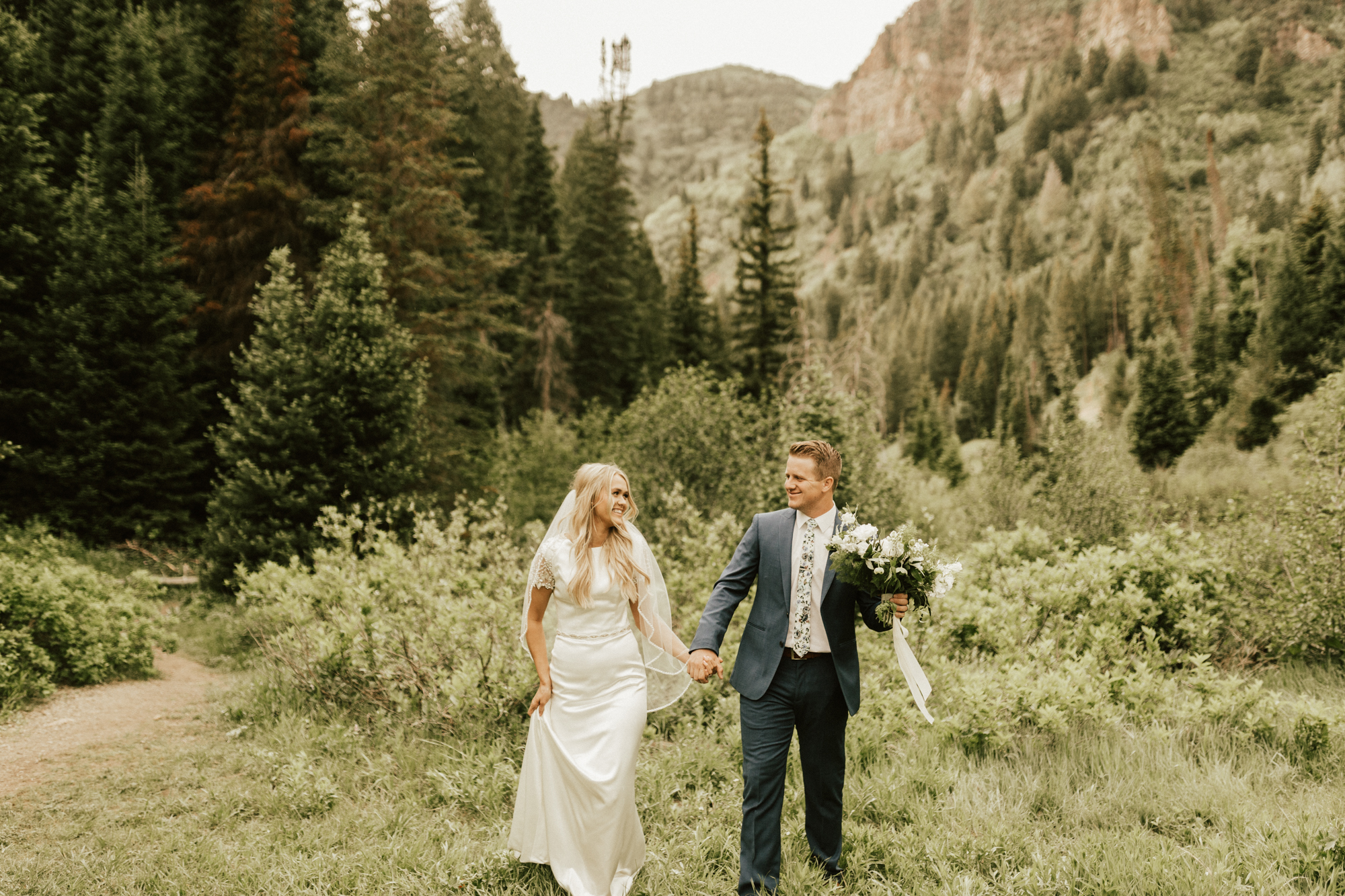 mountain forest bridal photos